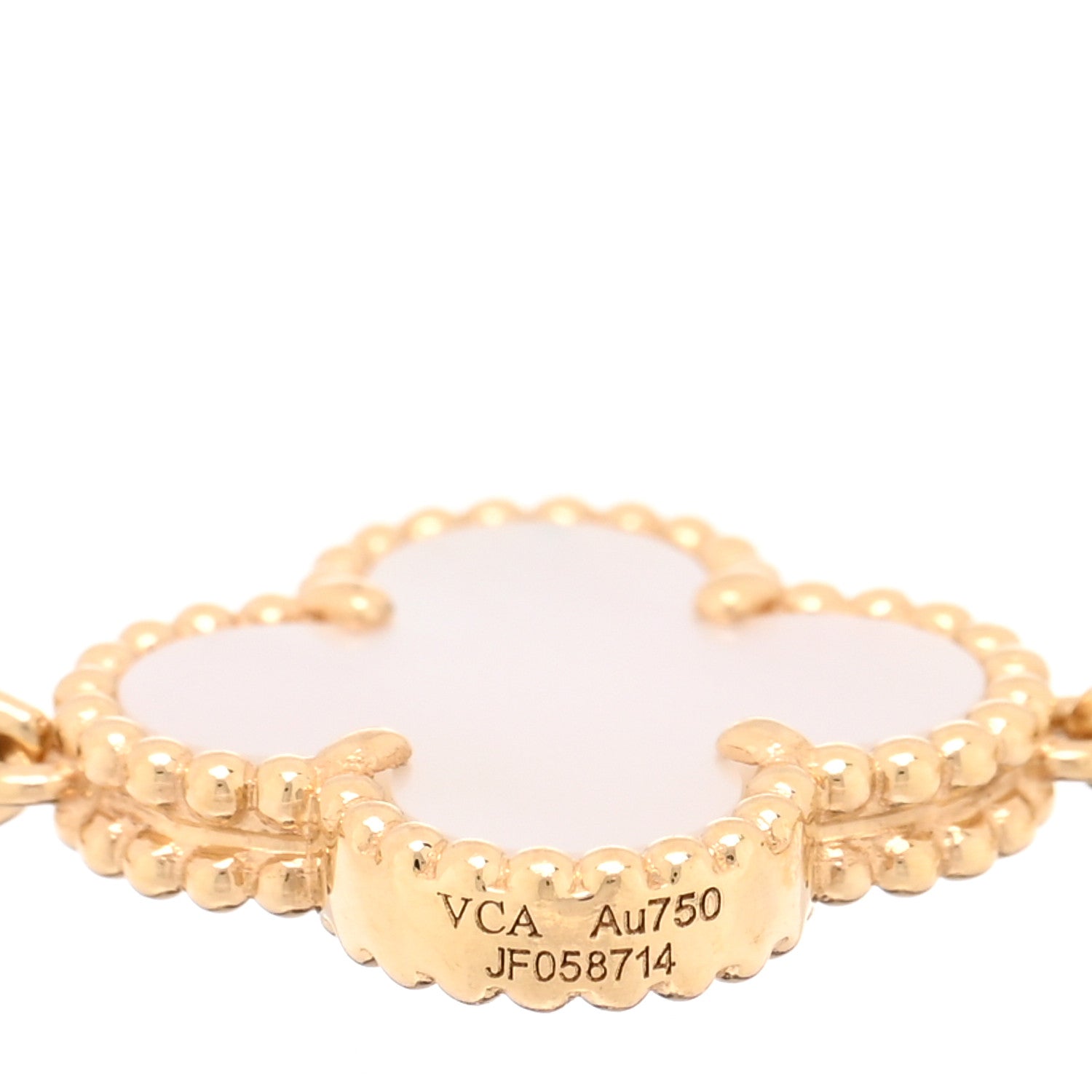 18K Yellow Gold Mother of Pearl 5 Motifs Vintage Alhambra Bracelet — view 3