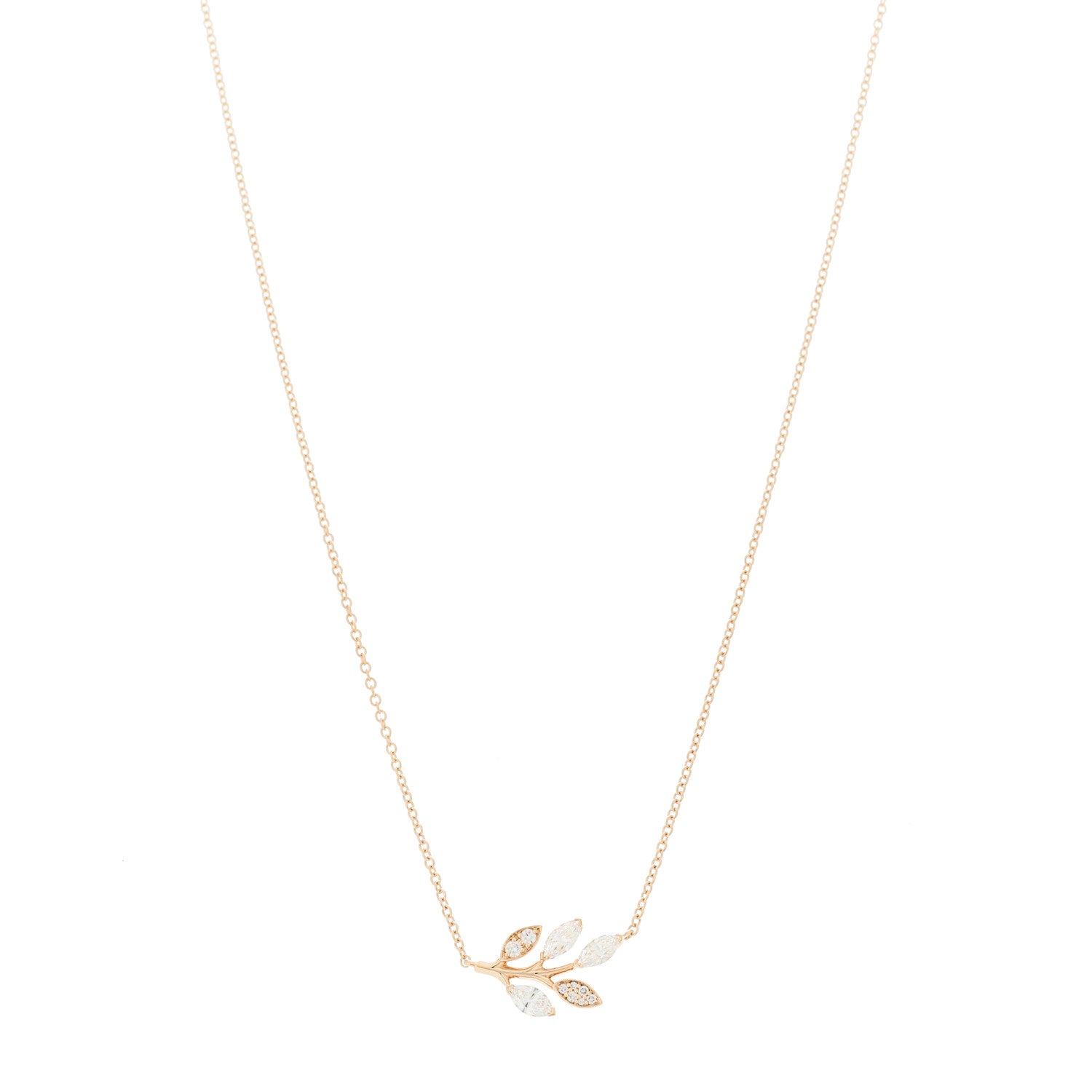 18K Rose Gold Diamond Victoria Vine Pendant Necklace