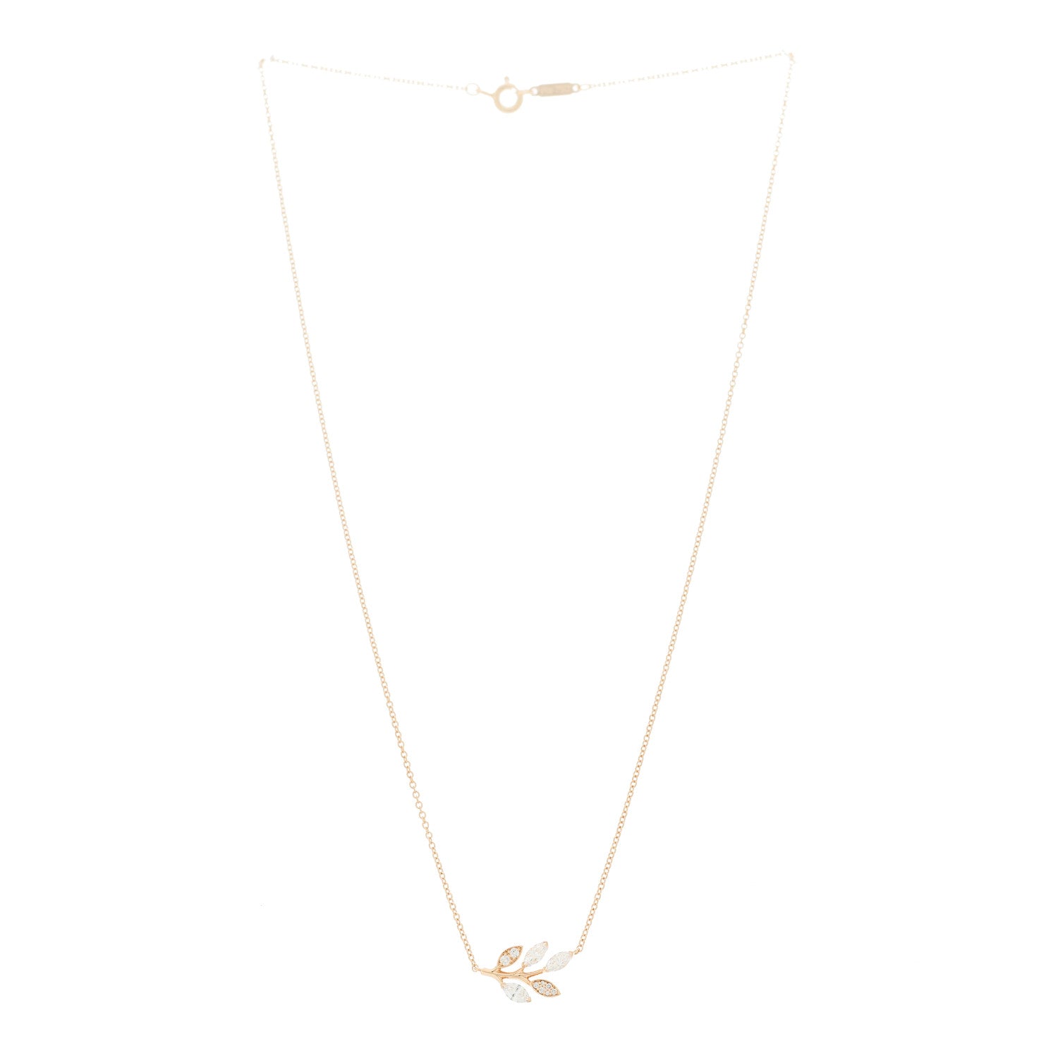 18K Rose Gold Diamond Victoria Vine Pendant Necklace — view 3