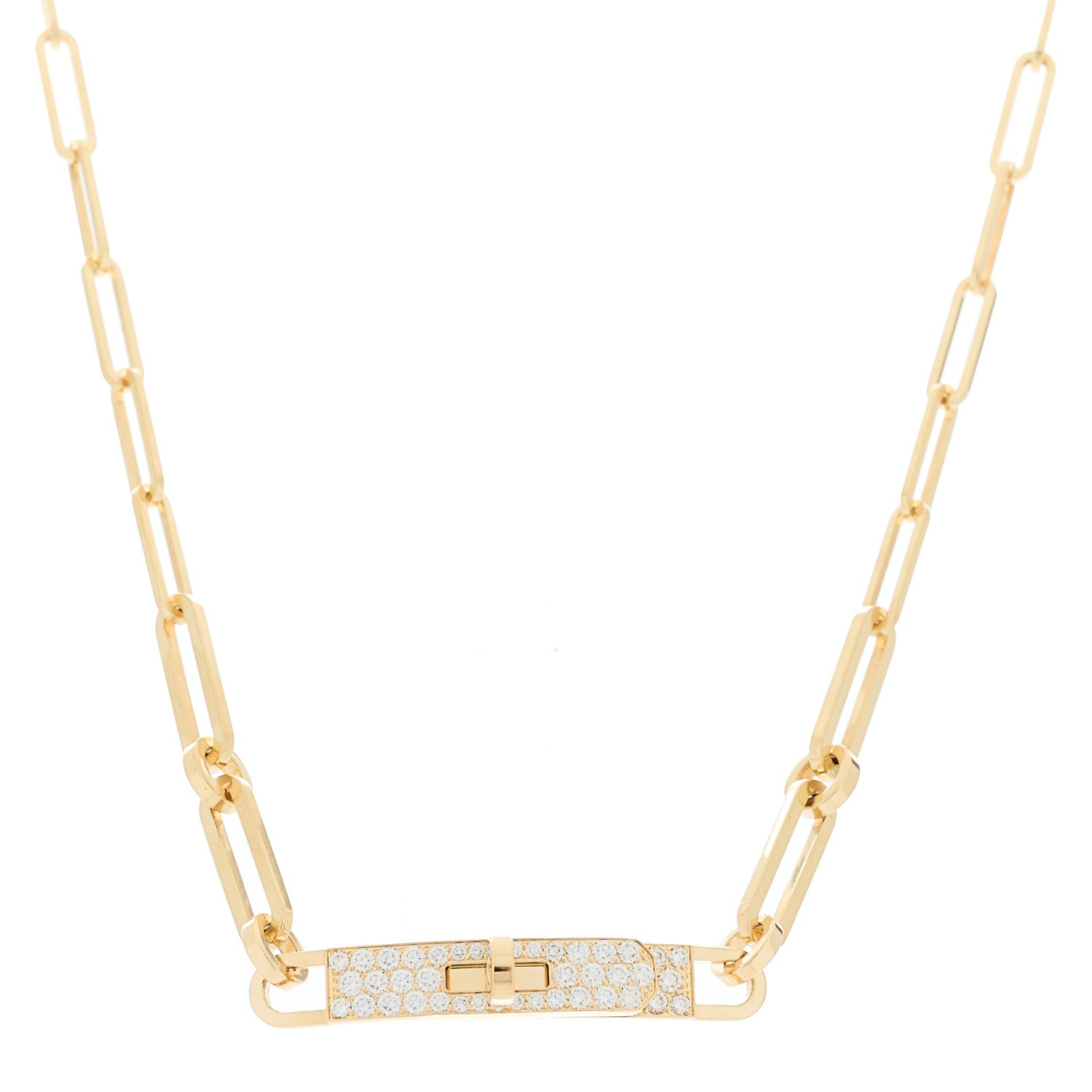 18K Yellow Gold Diamond Pave Kelly Chaine Choker Necklace