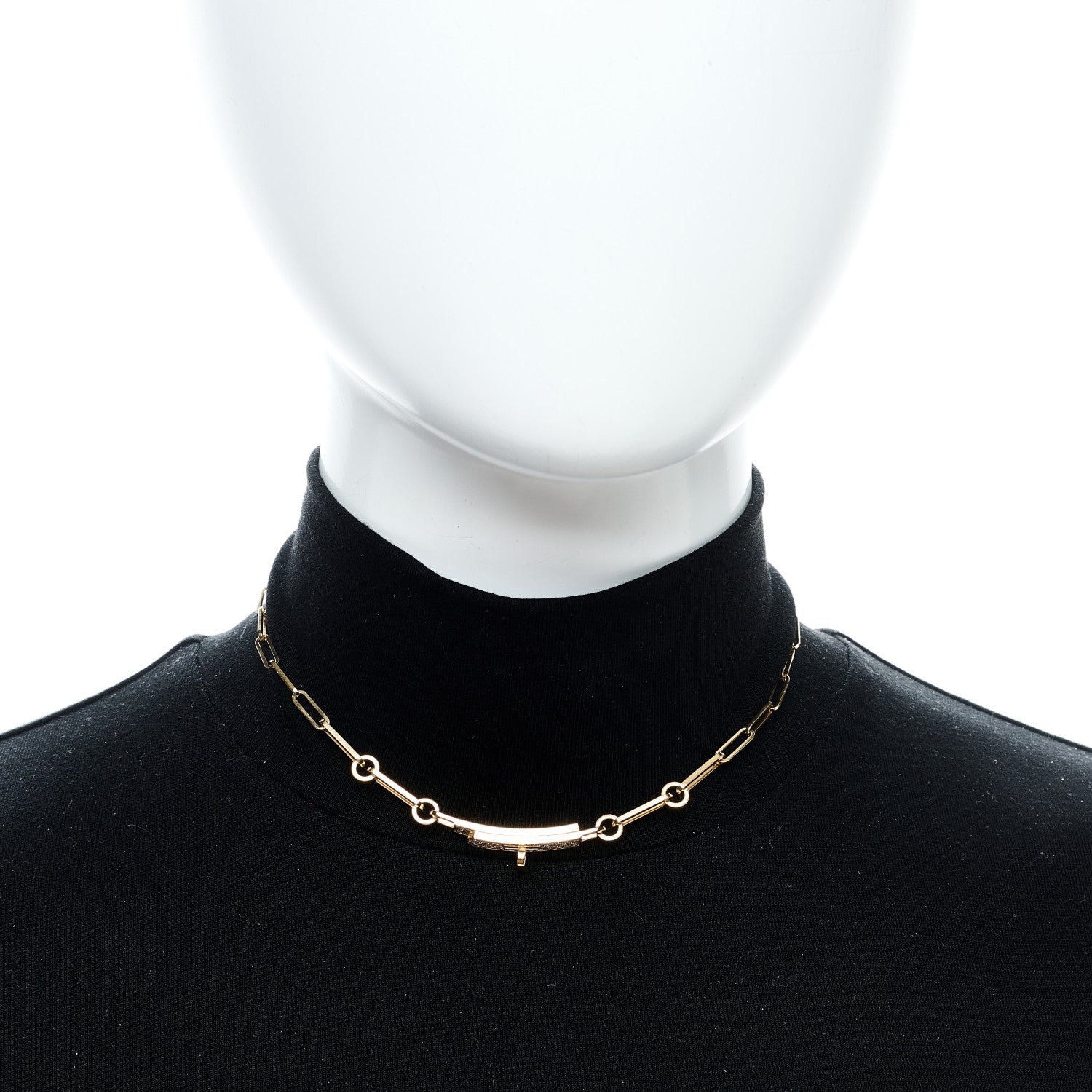18K Yellow Gold Diamond Pave Kelly Chaine Choker Necklace — view 2