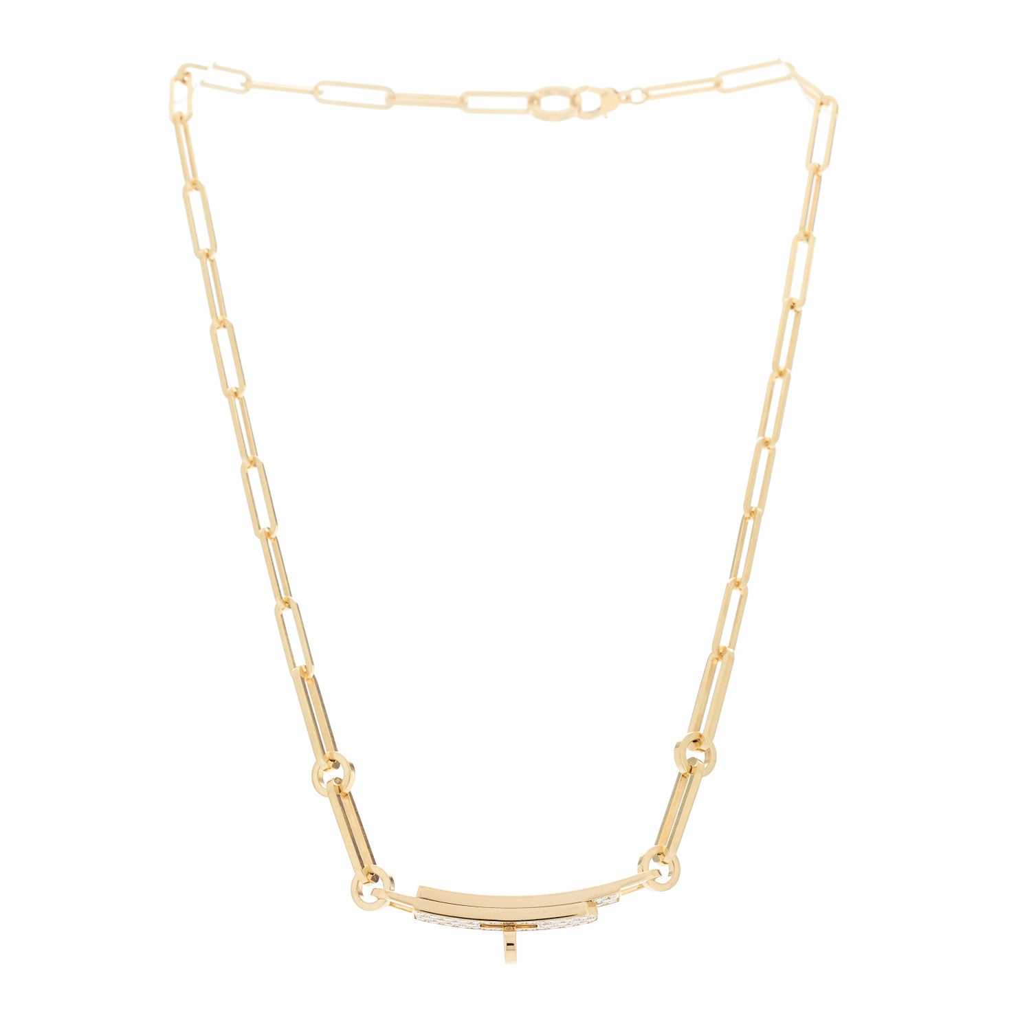 18K Yellow Gold Diamond Pave Kelly Chaine Choker Necklace — view 3