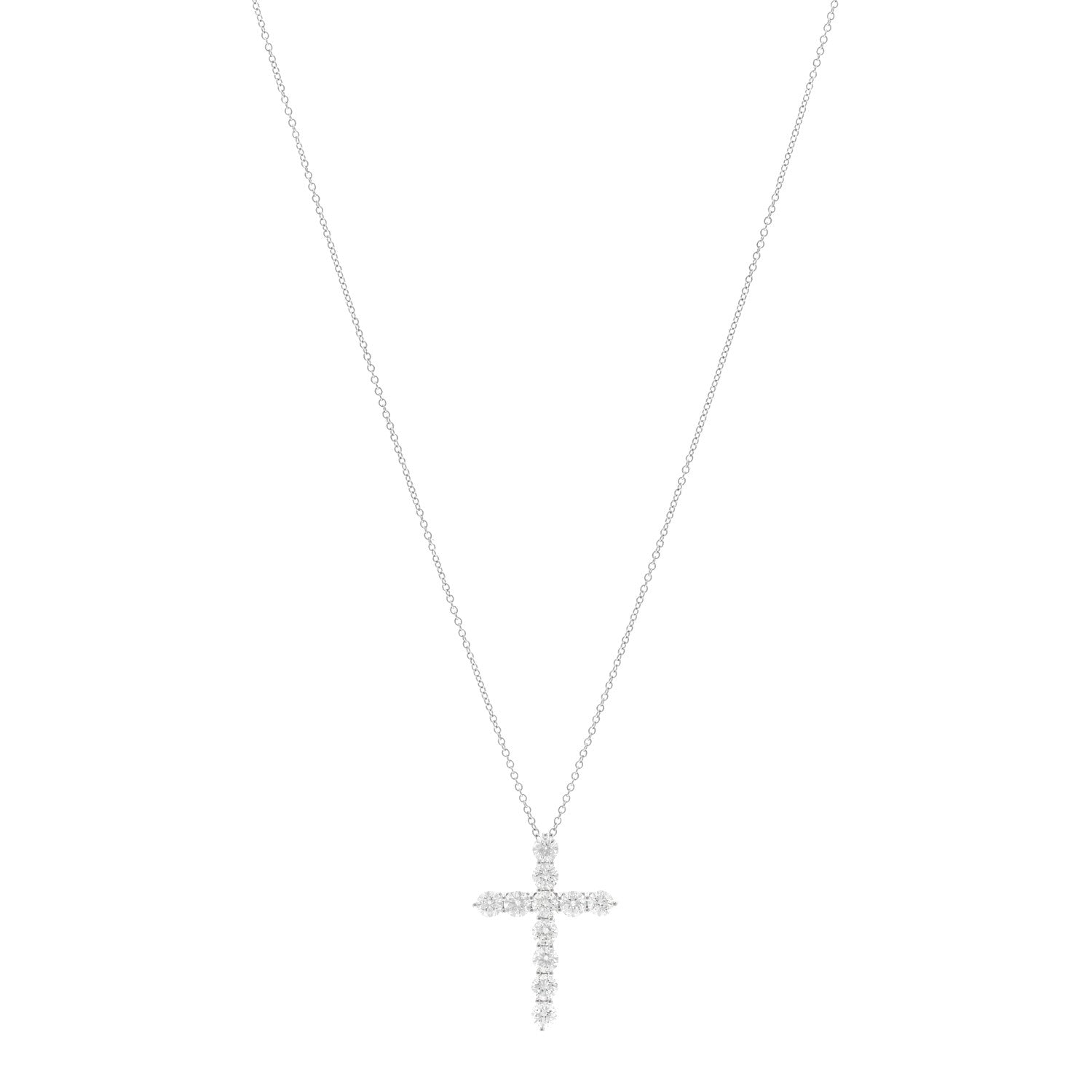 Platinum Diamond Large Cross Pendant Necklace