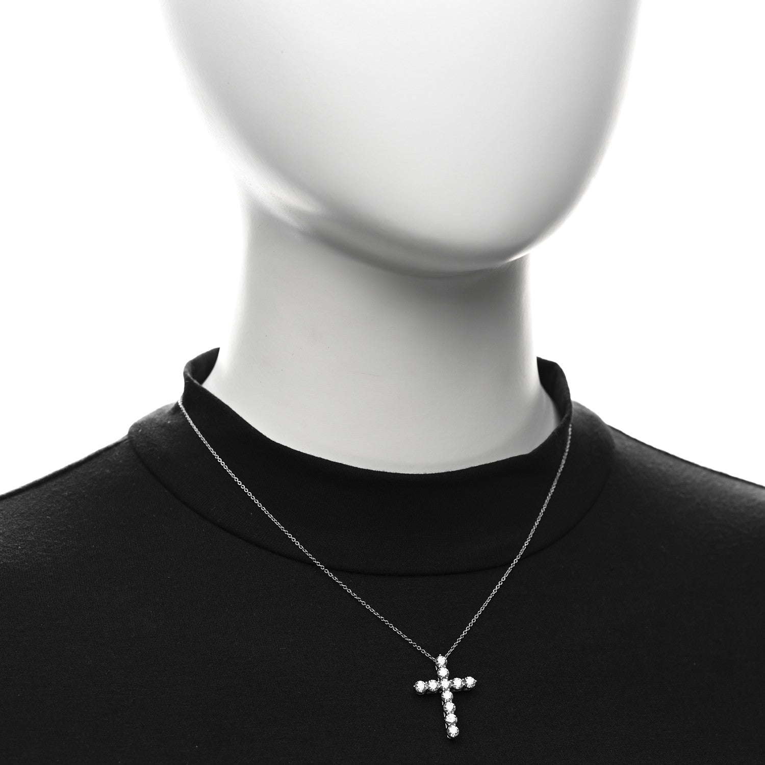 Platinum Diamond Large Cross Pendant Necklace — view 2