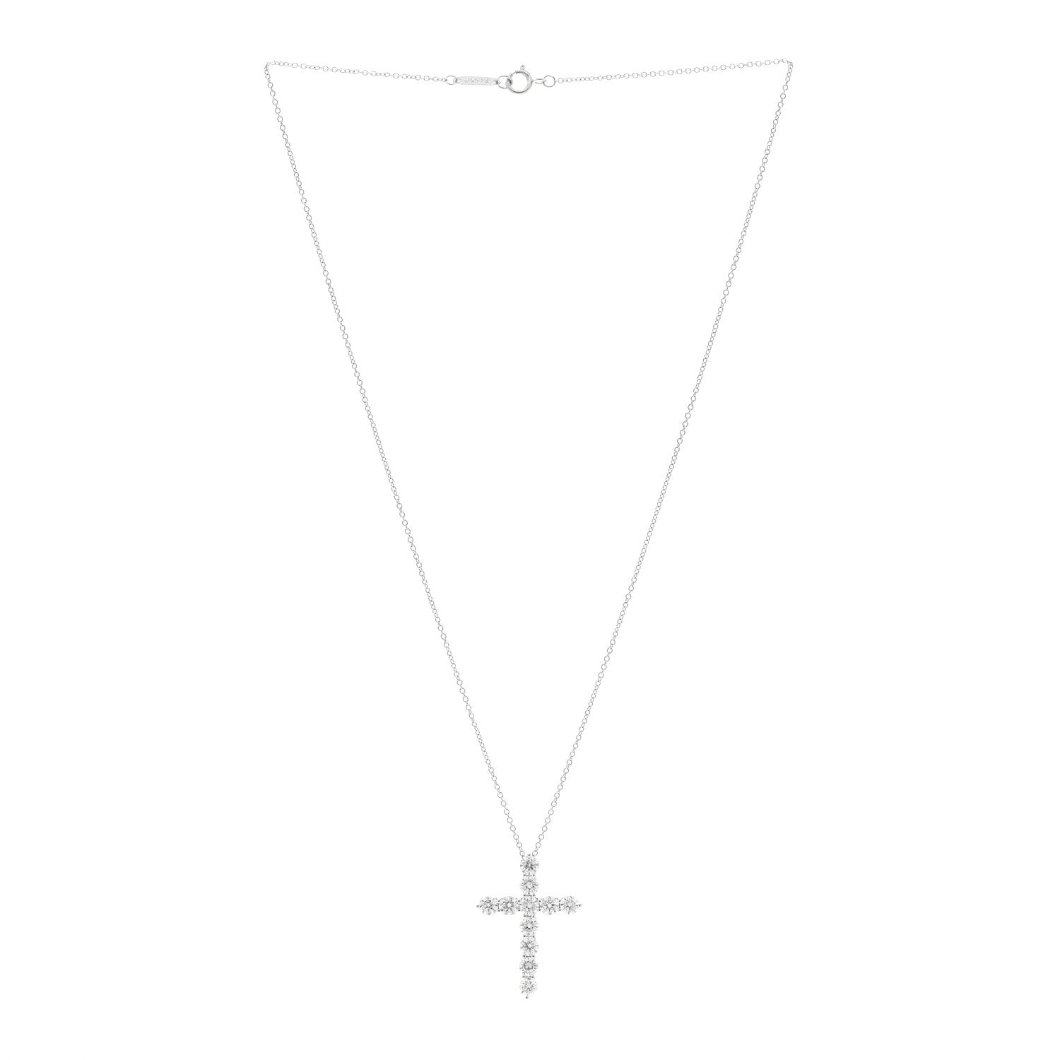 Platinum Diamond Large Cross Pendant Necklace — view 3