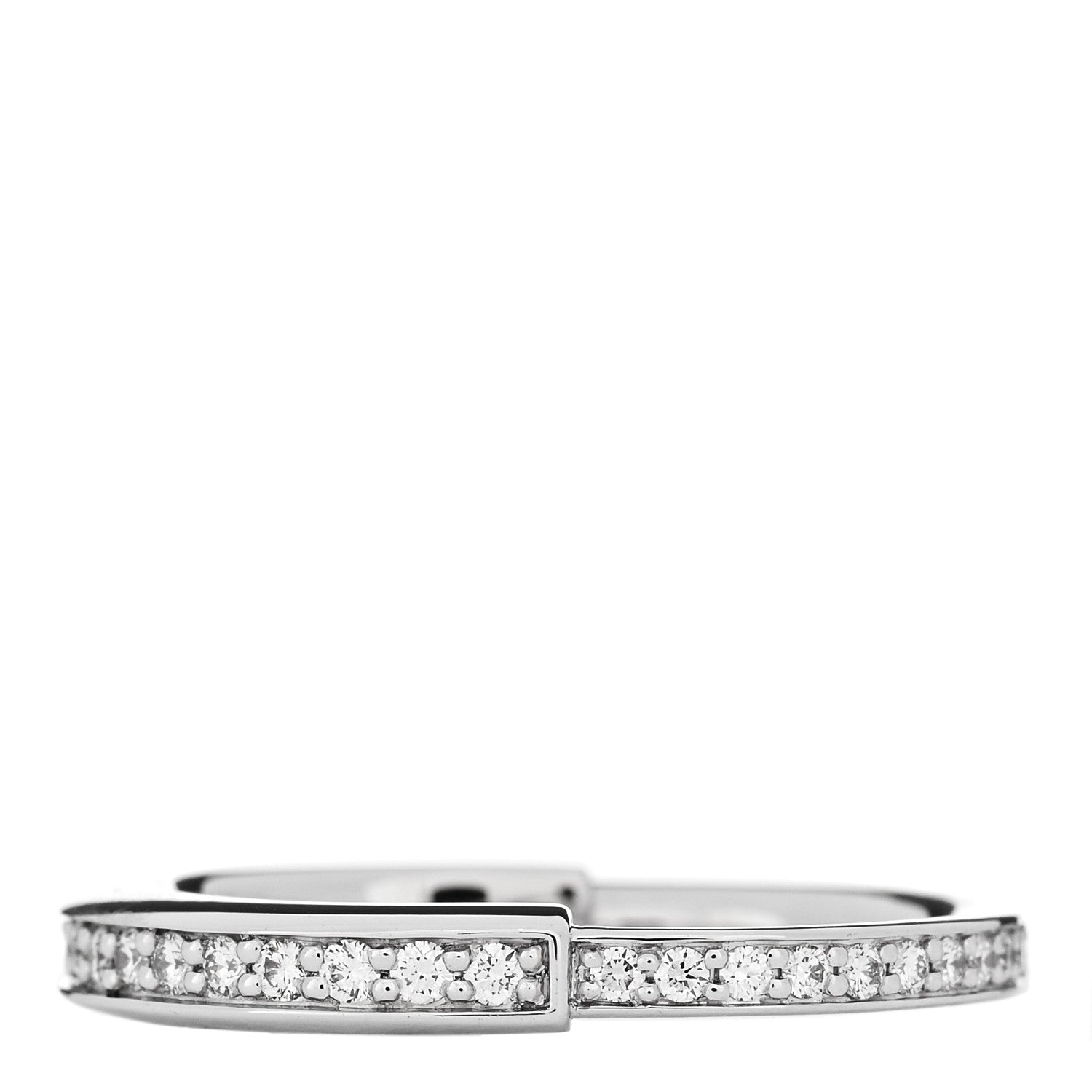 18K White Gold Diamond Lock Pave Ring 53 6.5