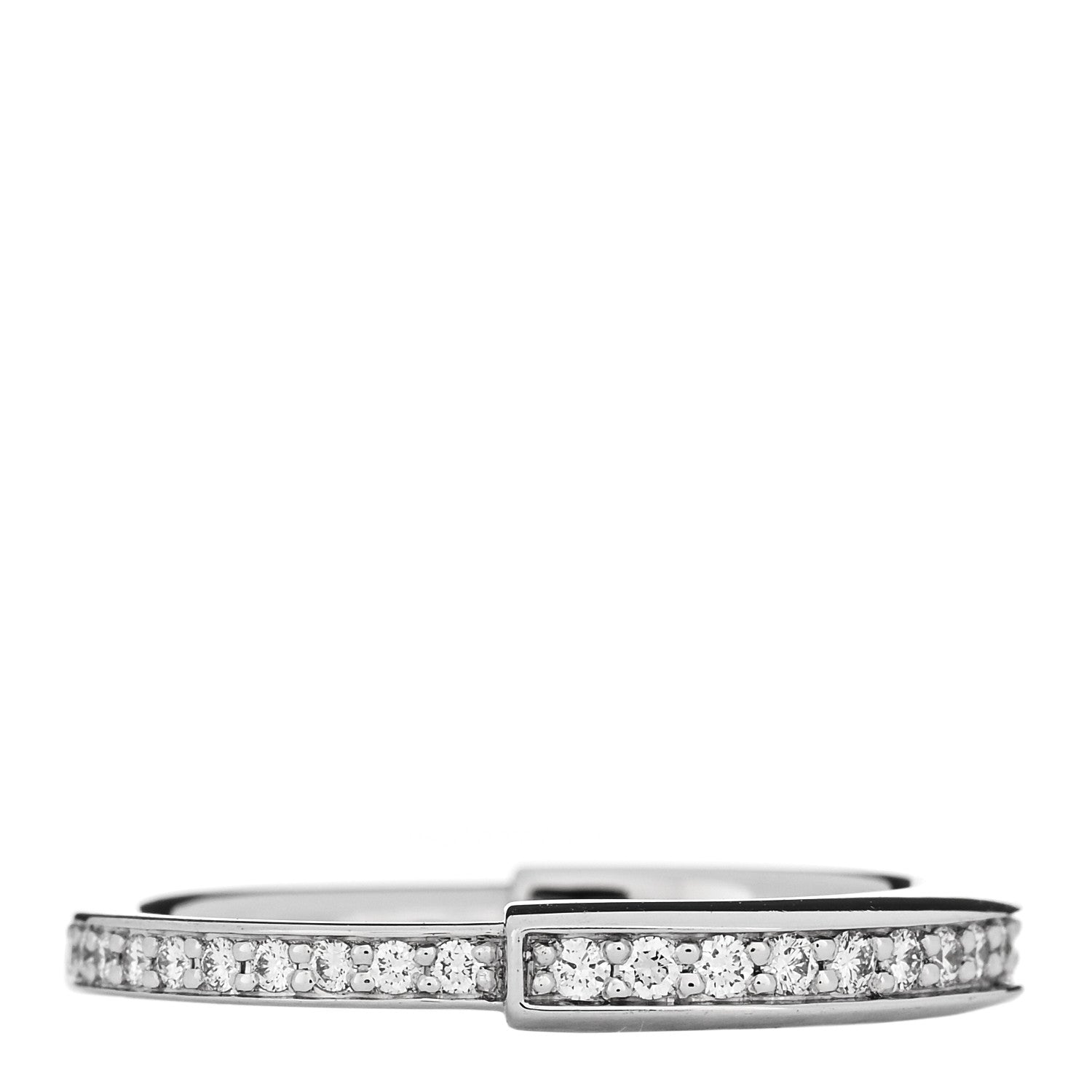 18K White Gold Diamond Lock Pave Ring 53 6.5 — view 3