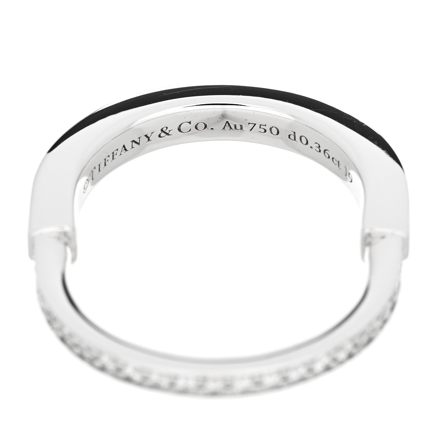 18K White Gold Diamond Lock Pave Ring 53 6.5 — view 4