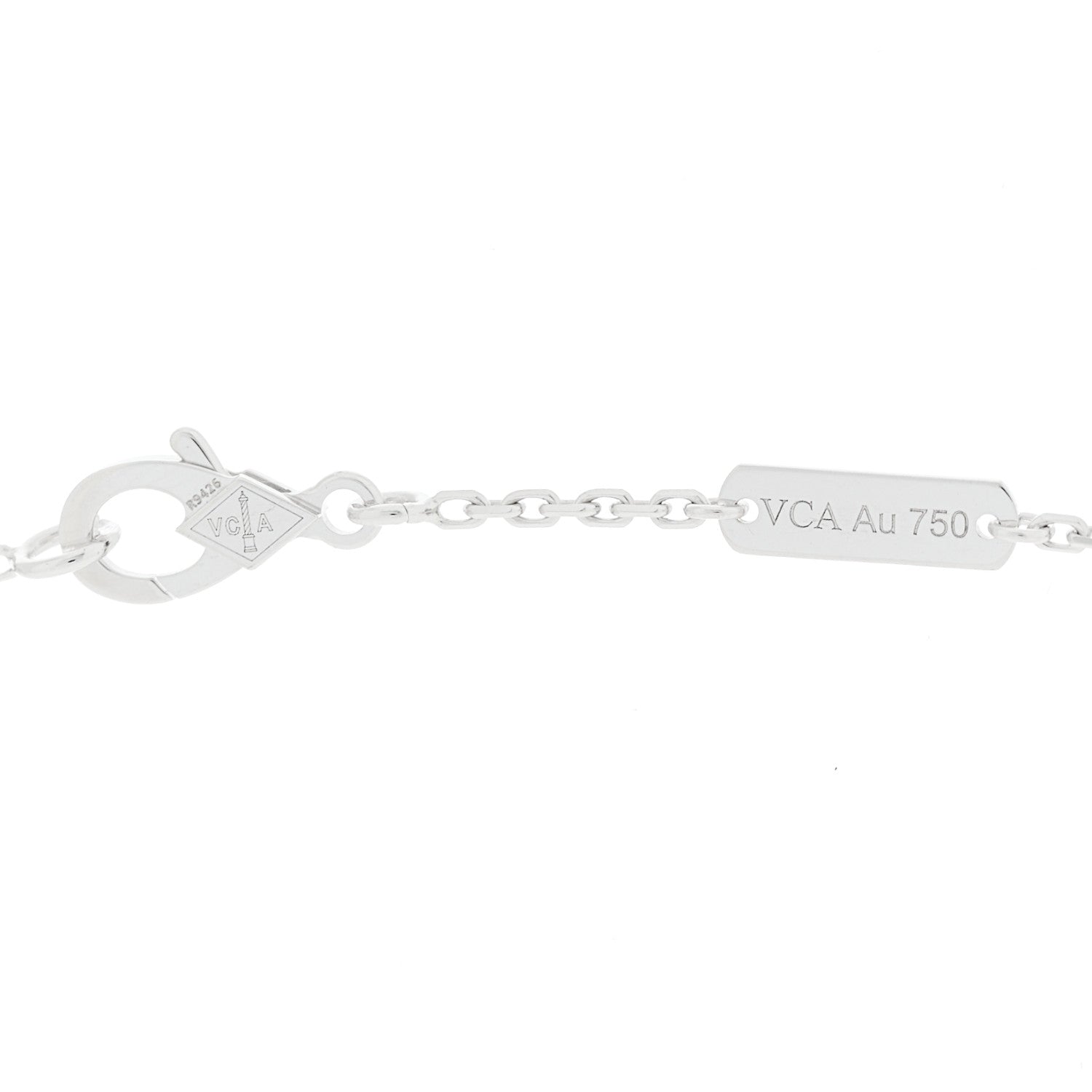 18k White Gold Chalcedony Vintage Alhambra Pendant Necklace — view 5