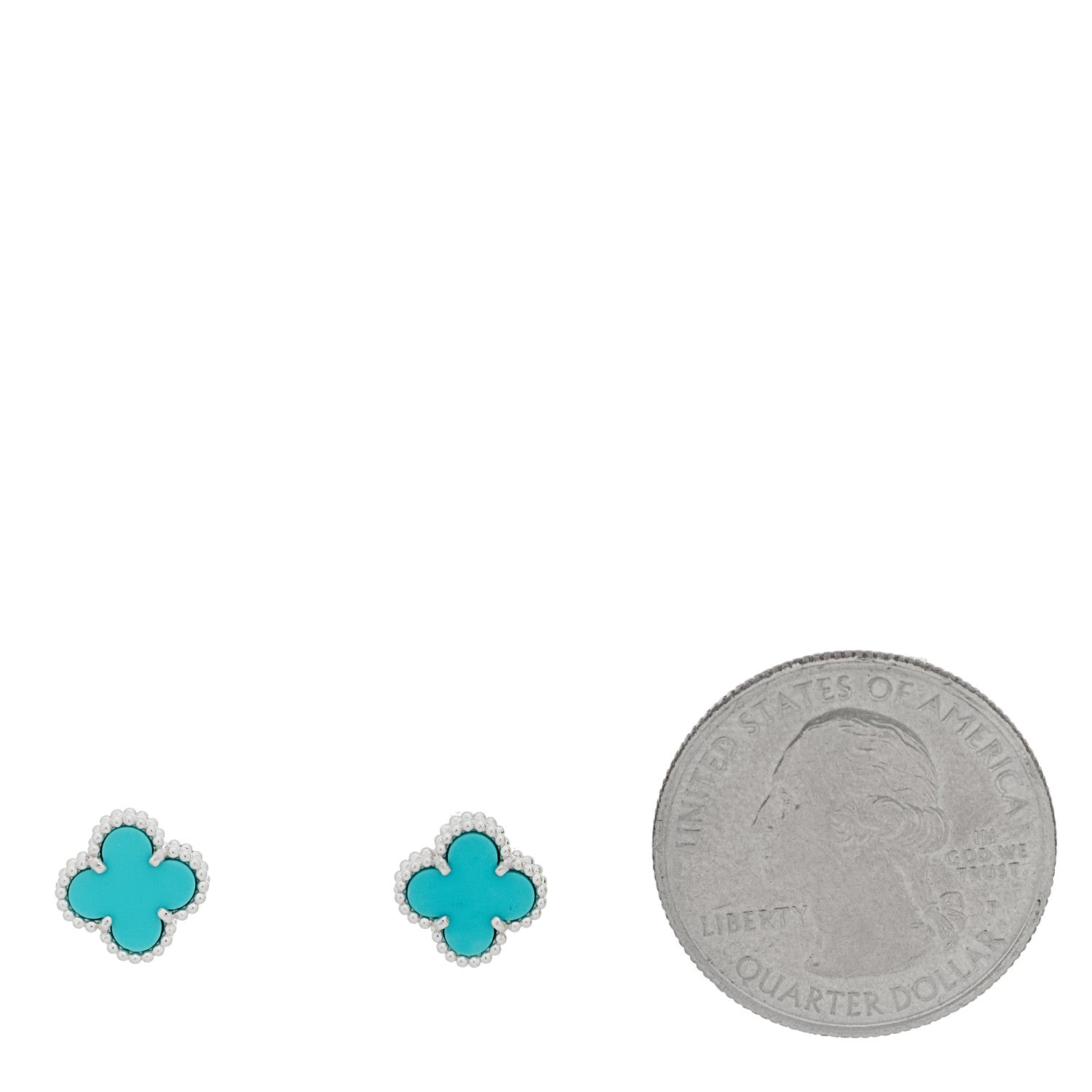 18K White Gold Turquoise Sweet Alhambra Earrings — view 2