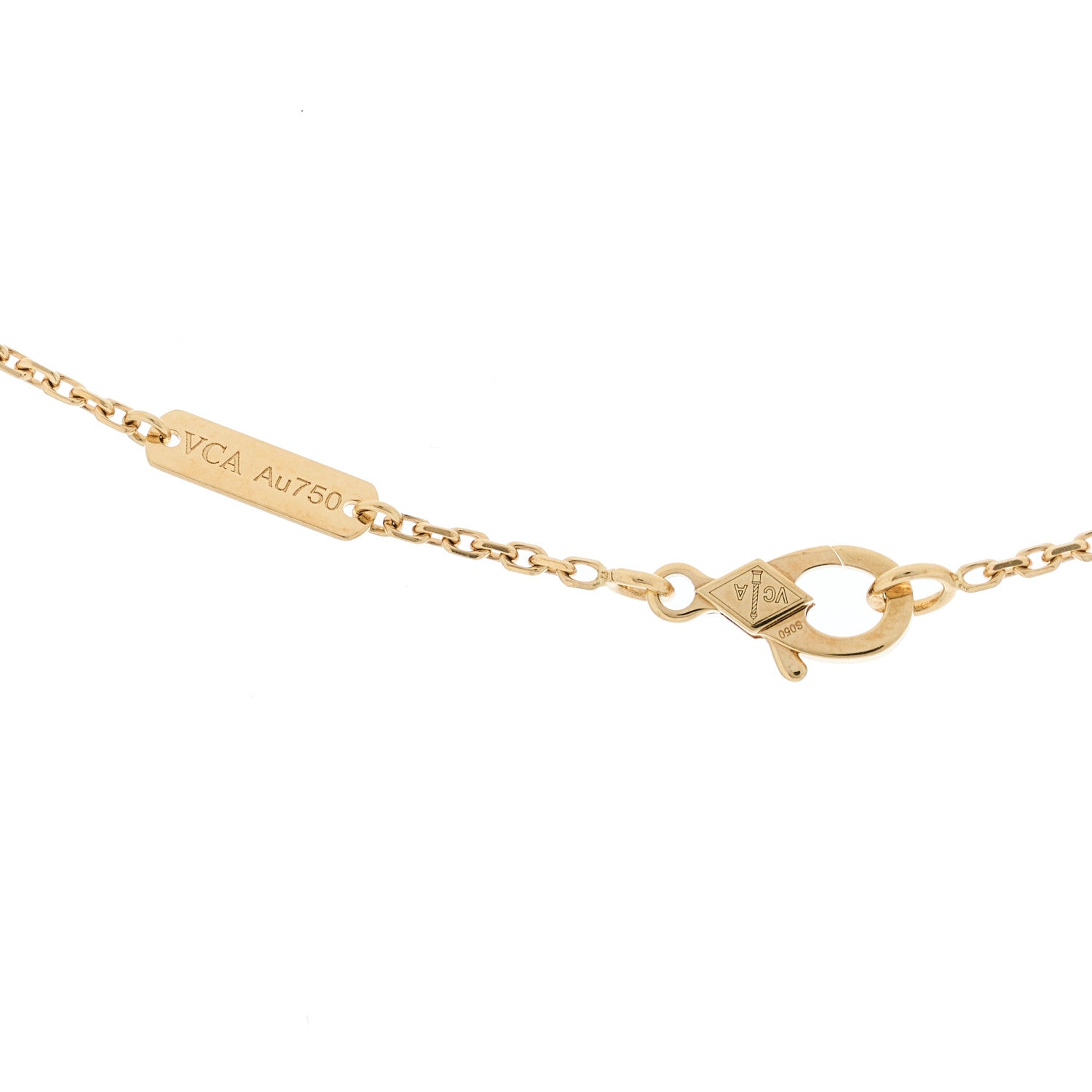 18K Yellow Gold Tiger Eye Vintage Alhambra Pendant Necklace — view 5