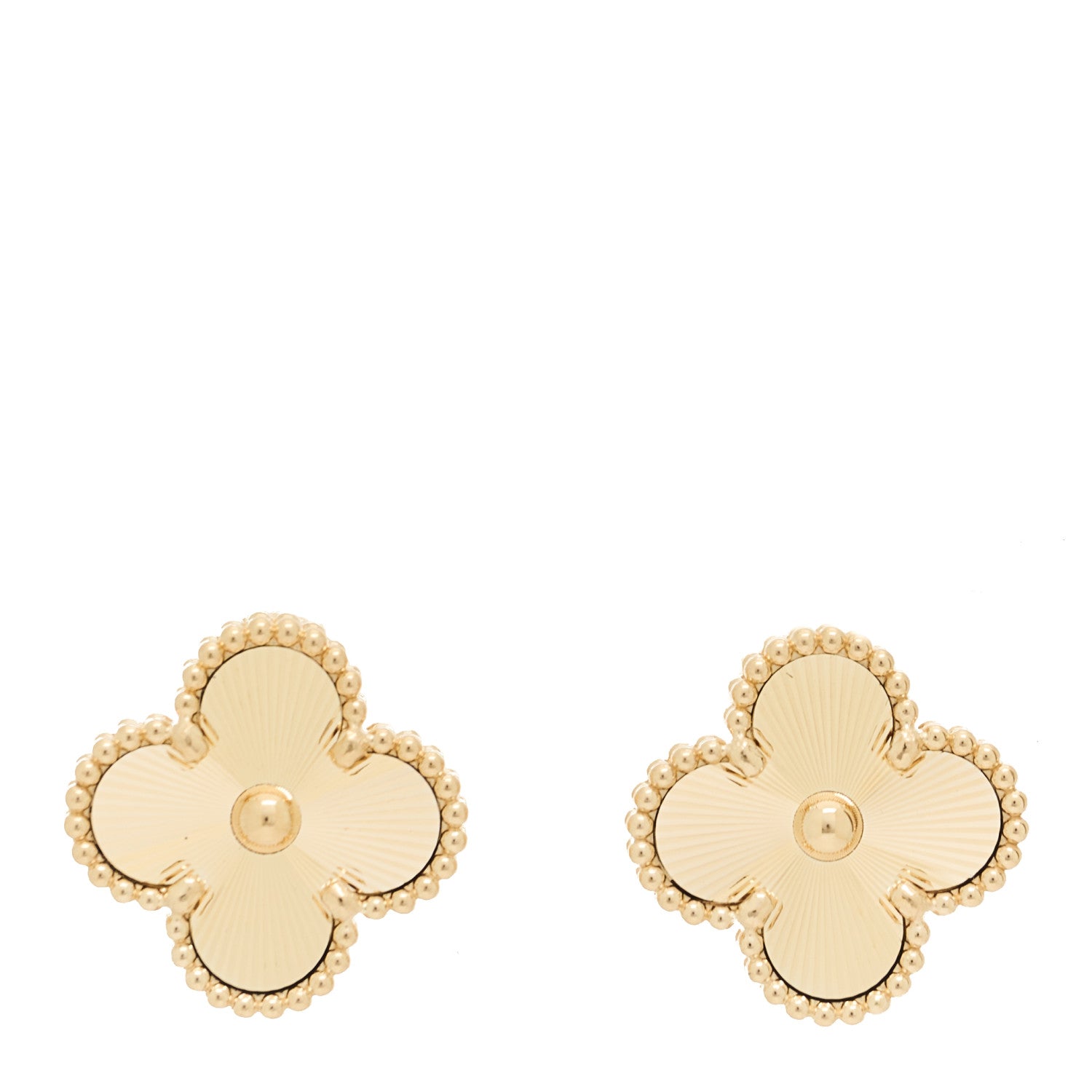18K Yellow Gold Guilloche Vintage Alhambra Earrings