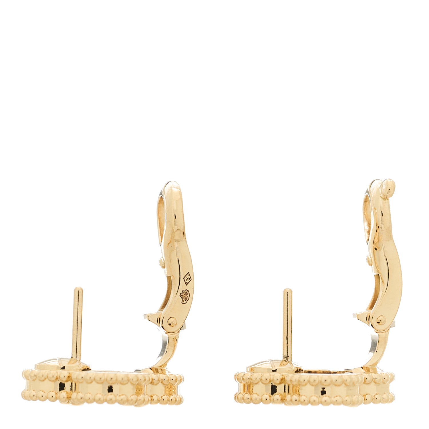 18k Yellow Gold Black Onyx Vintage Alhambra Earrings — view 3