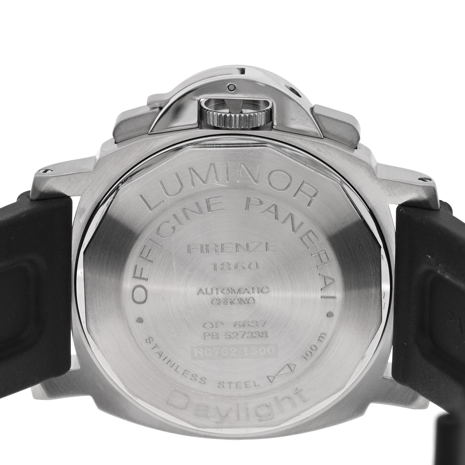 Stainless Steel Rubber 44mm Luminor Daylight Chronograph Automatic Watch Black PAM00250 — view 4