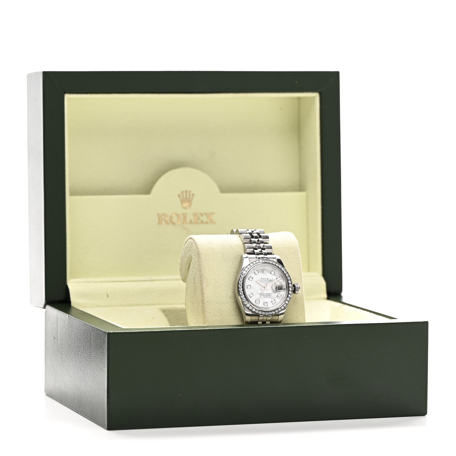 Stainless Steel 18K White Gold Diamond Mother of Pearl 26mm Oyster Perpetual Datejust Watch 179384 — view 5