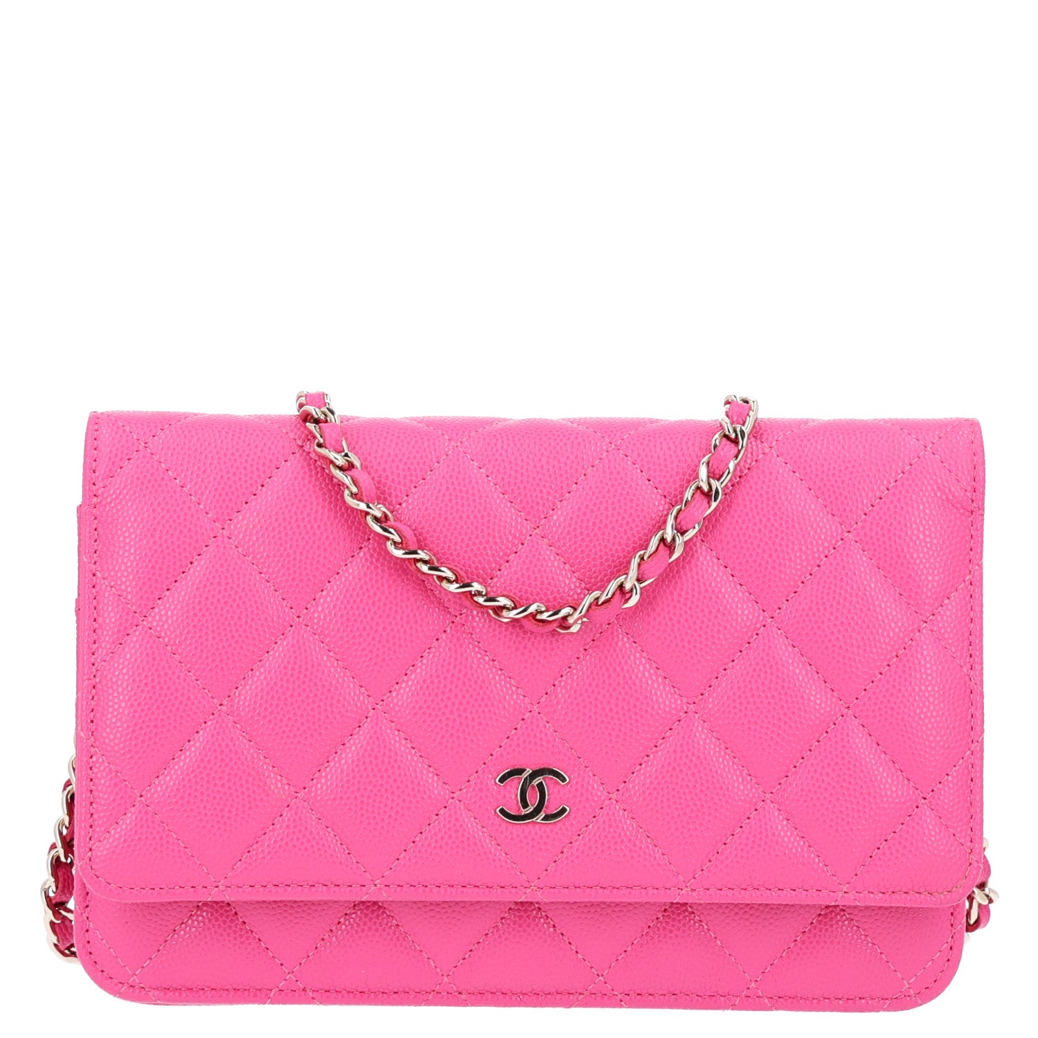 Caviar Quilted Wallet on Chain WOC Dark Pink