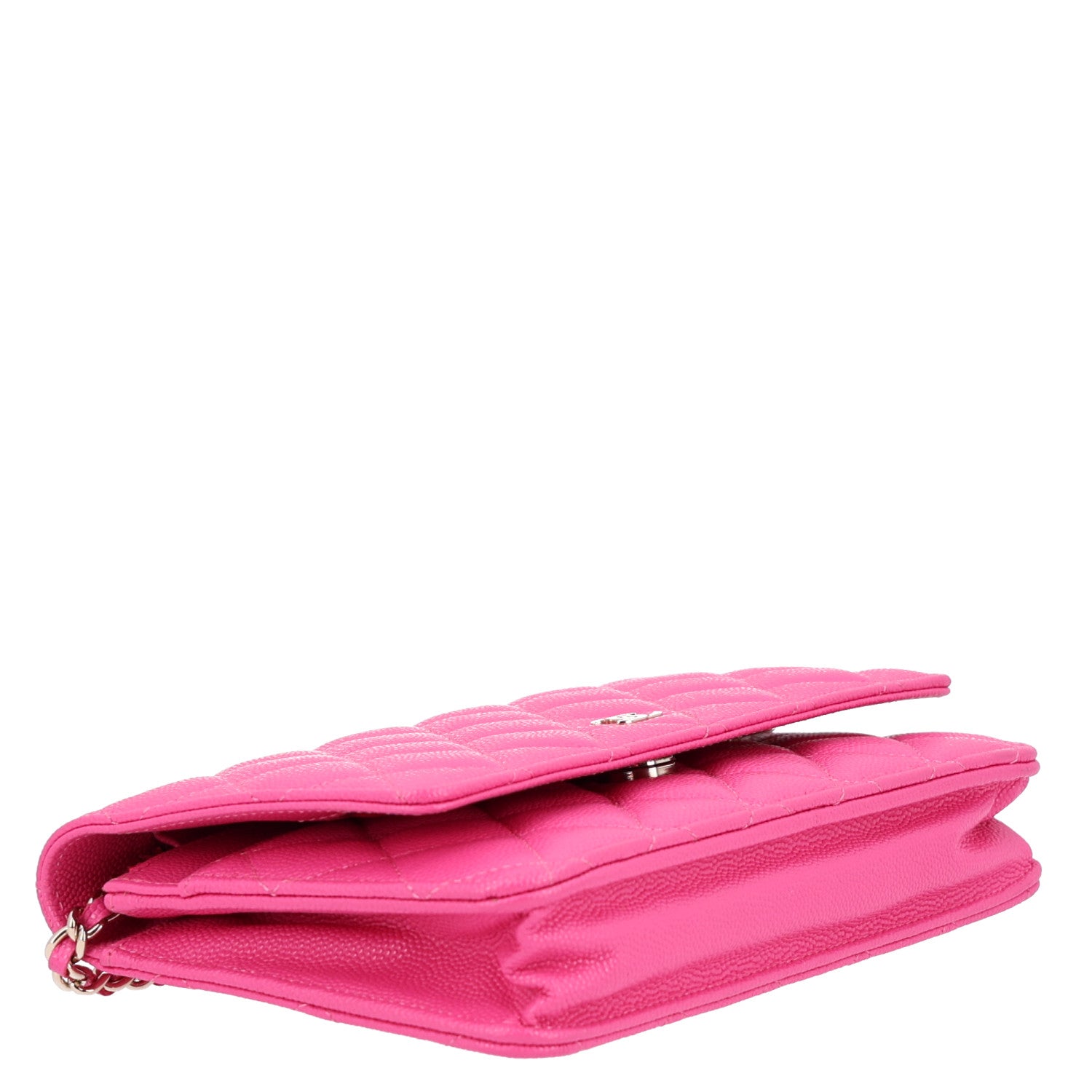 Caviar Quilted Wallet on Chain WOC Dark Pink — view 4
