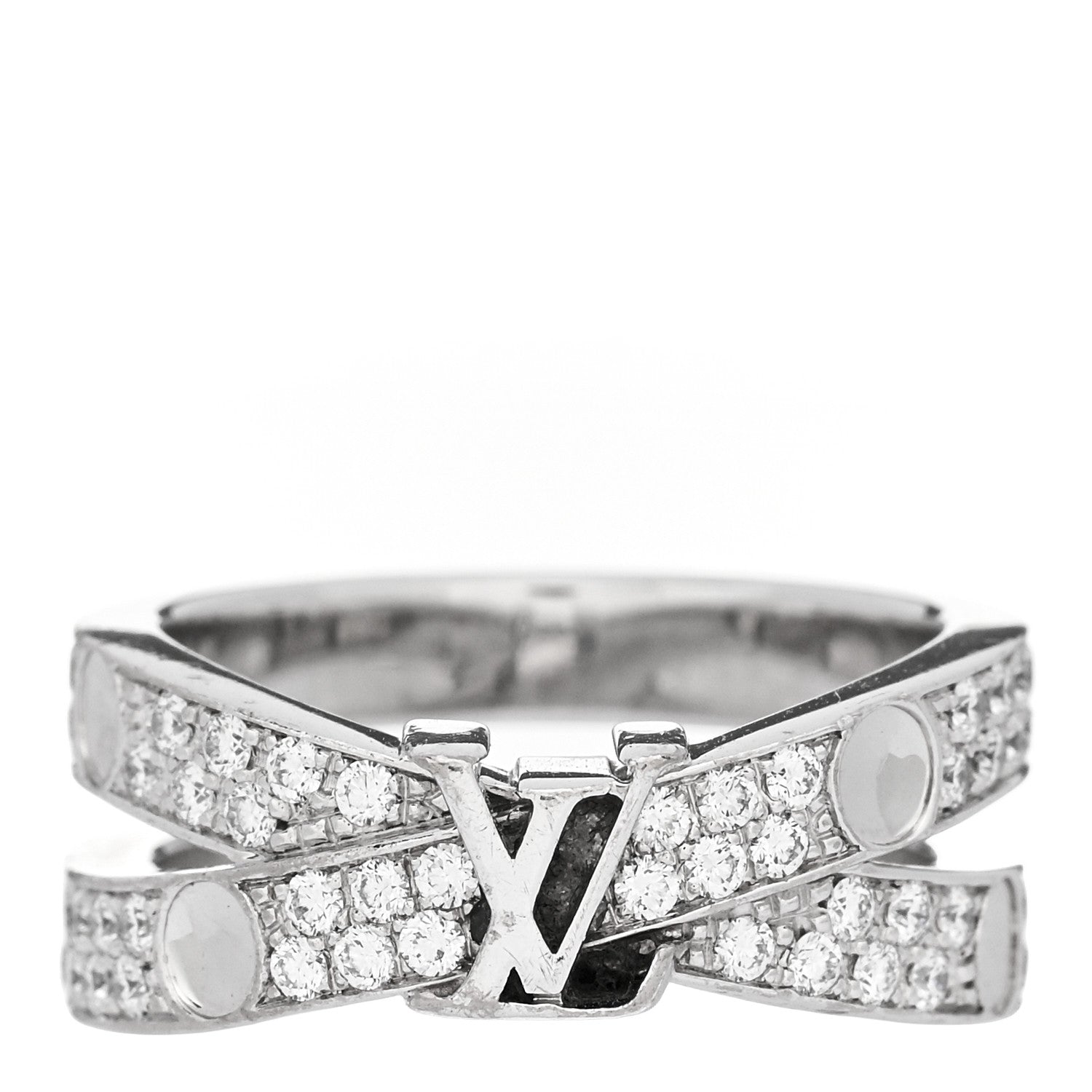 18K White Gold Diamond Empreinte Double Pave Ring 49 5