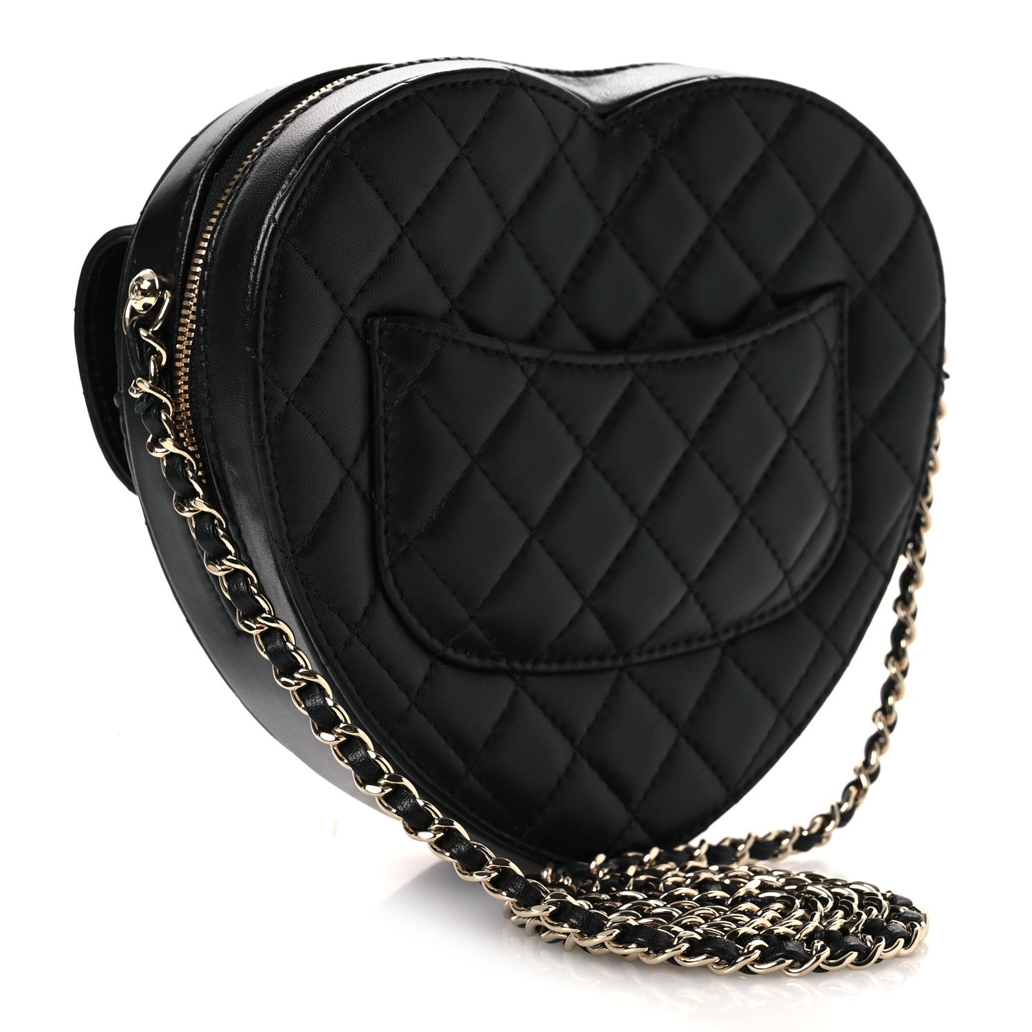 Lambskin Quilted Large CC In Love Heart Bag Black — view 3