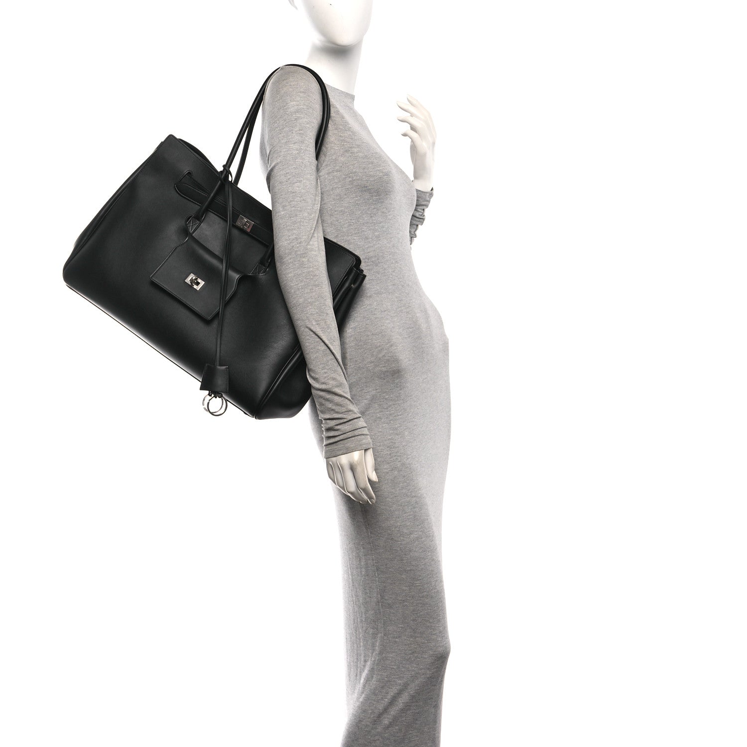 Smooth Calfskin Large Bel Air Carry All Bag Black — view 2