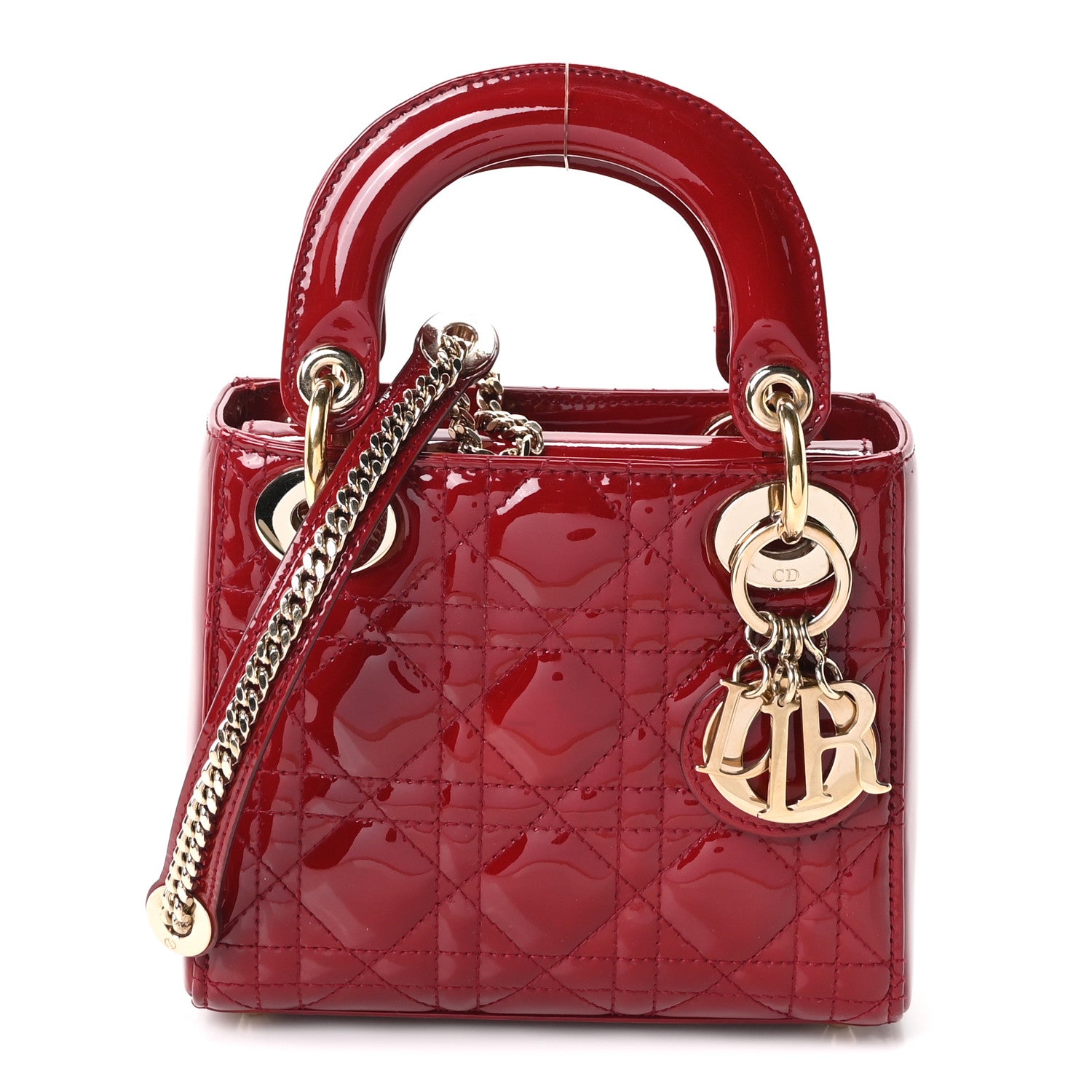 Patent Cannage Mini Lady Dior Red