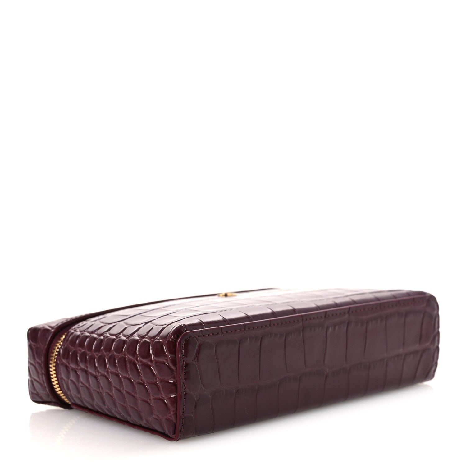 Calfskin Crocodile Embossed Crococo Exoticoco Vanity With Chain Dark Burgundy — view 4