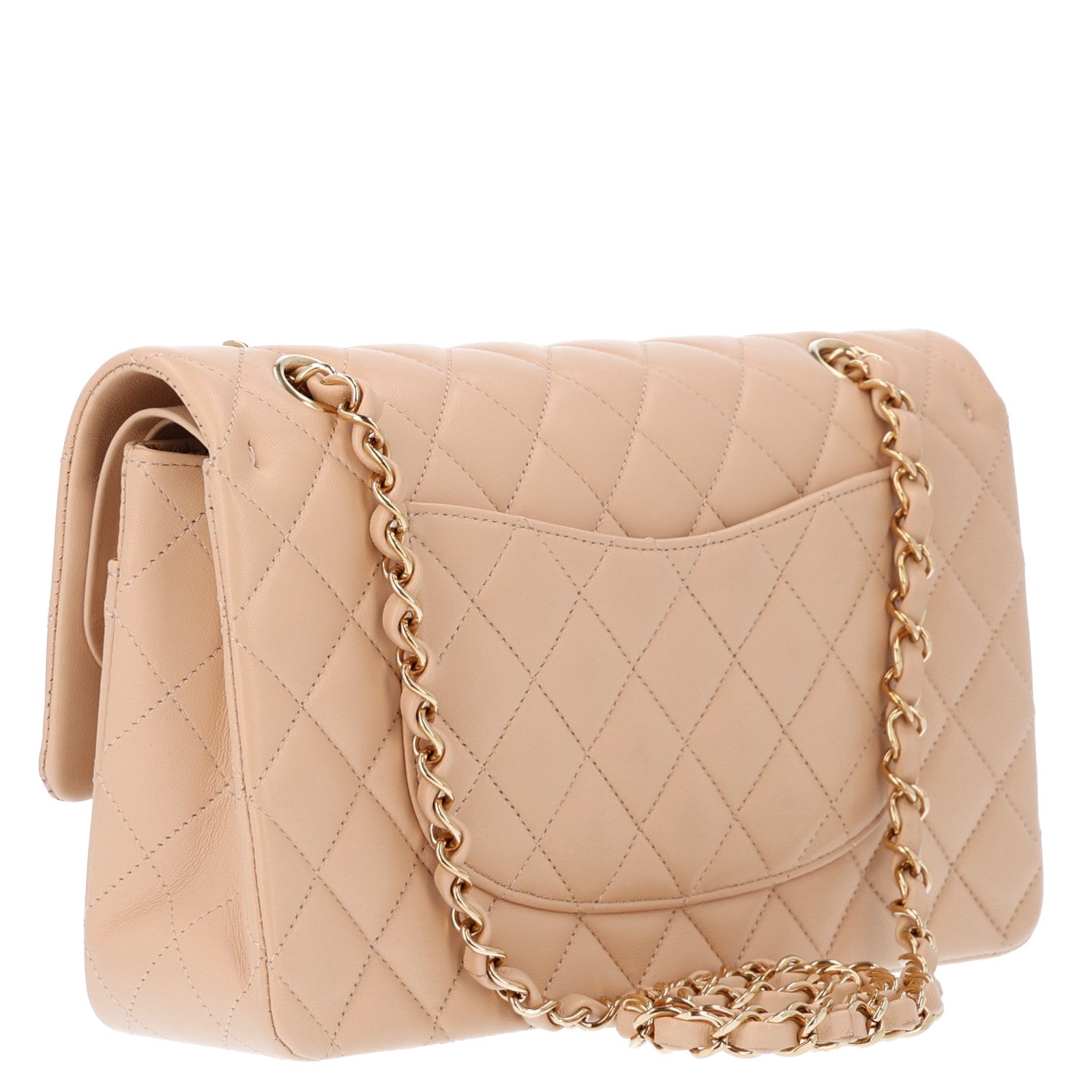 Lambskin Quilted Medium Double Flap Beige — view 3