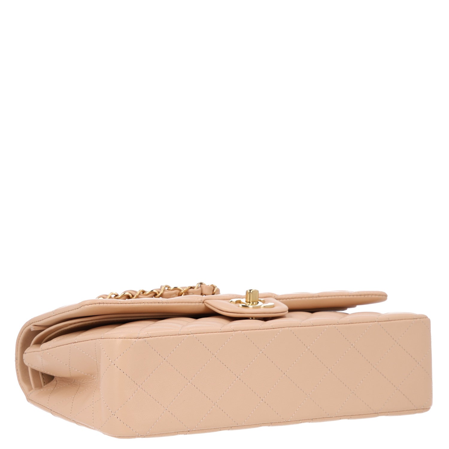 Lambskin Quilted Medium Double Flap Beige — view 4