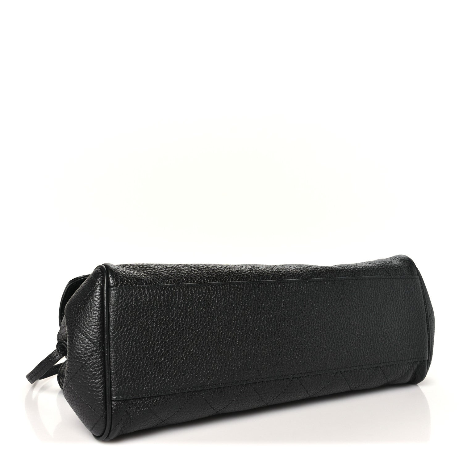 Grained Calfskin Stitched Urban Essentials Small Shopping Bag Black — view 4