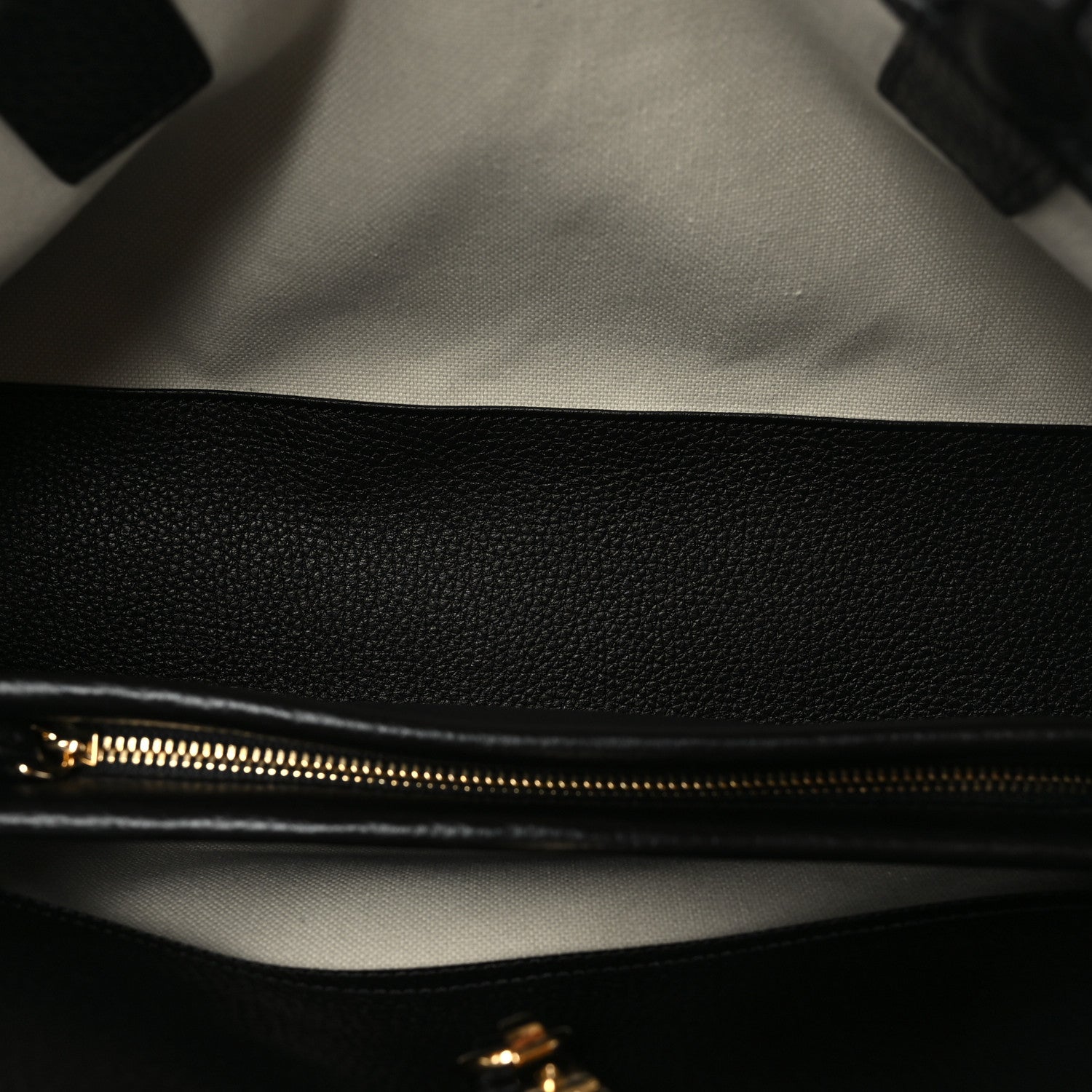 Grained Calfskin Stitched Urban Essentials Small Shopping Bag Black — view 5