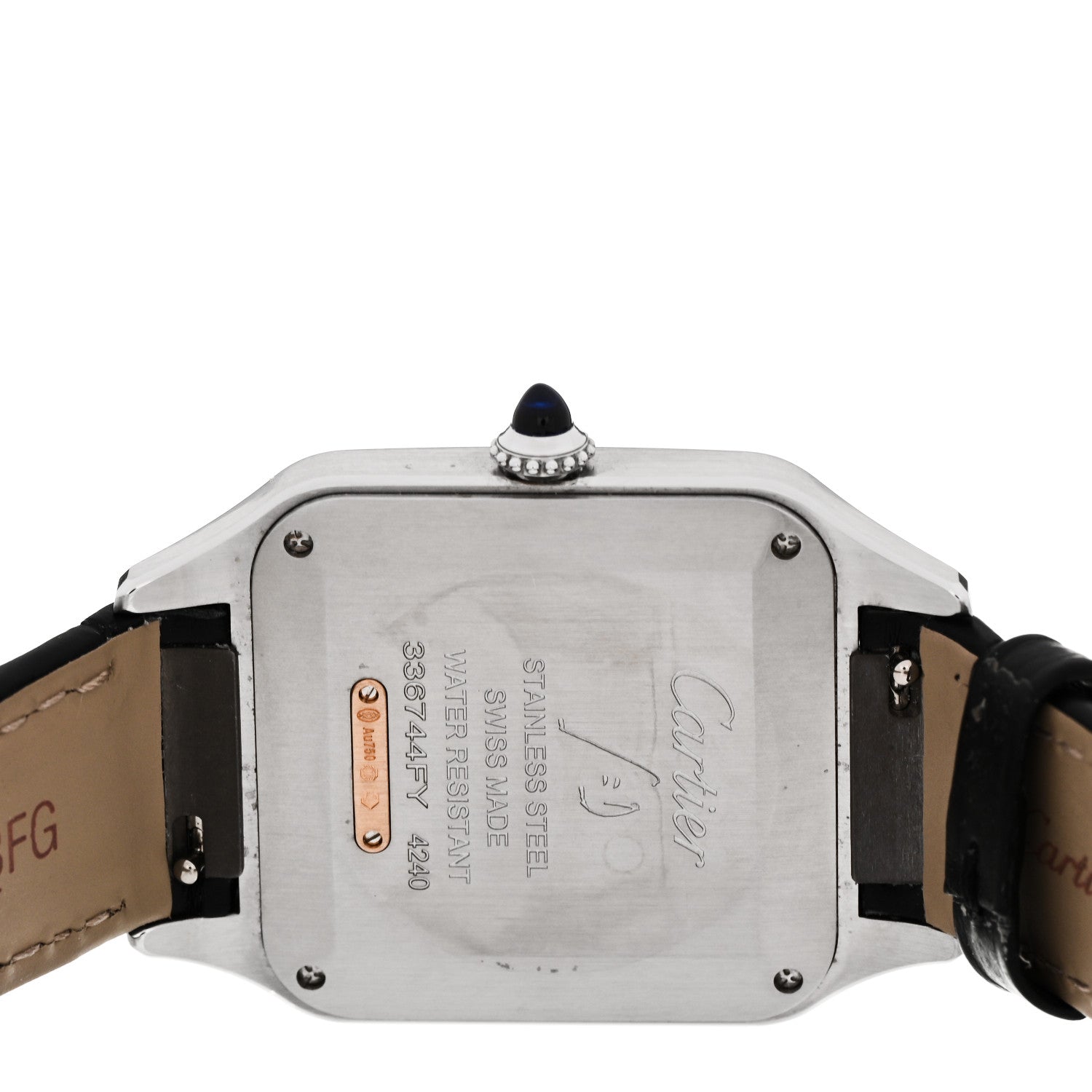 Stainless Steel 18K Pink Gold Alligator 31.4mm Santos Dumont Quartz Watch — view 4