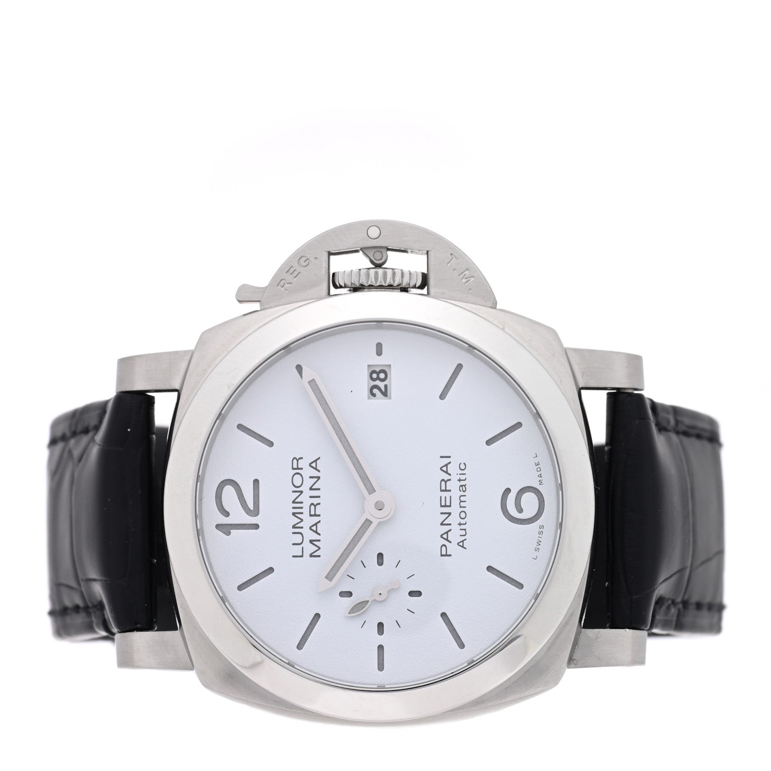 Stainless Steel Alligator 40mm Luminor Quaranta Automatic Watch White PAM01371 — view 2