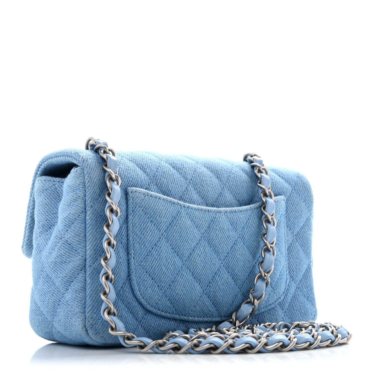 Denim Quilted Mini Rectangular Flap Blue — view 3