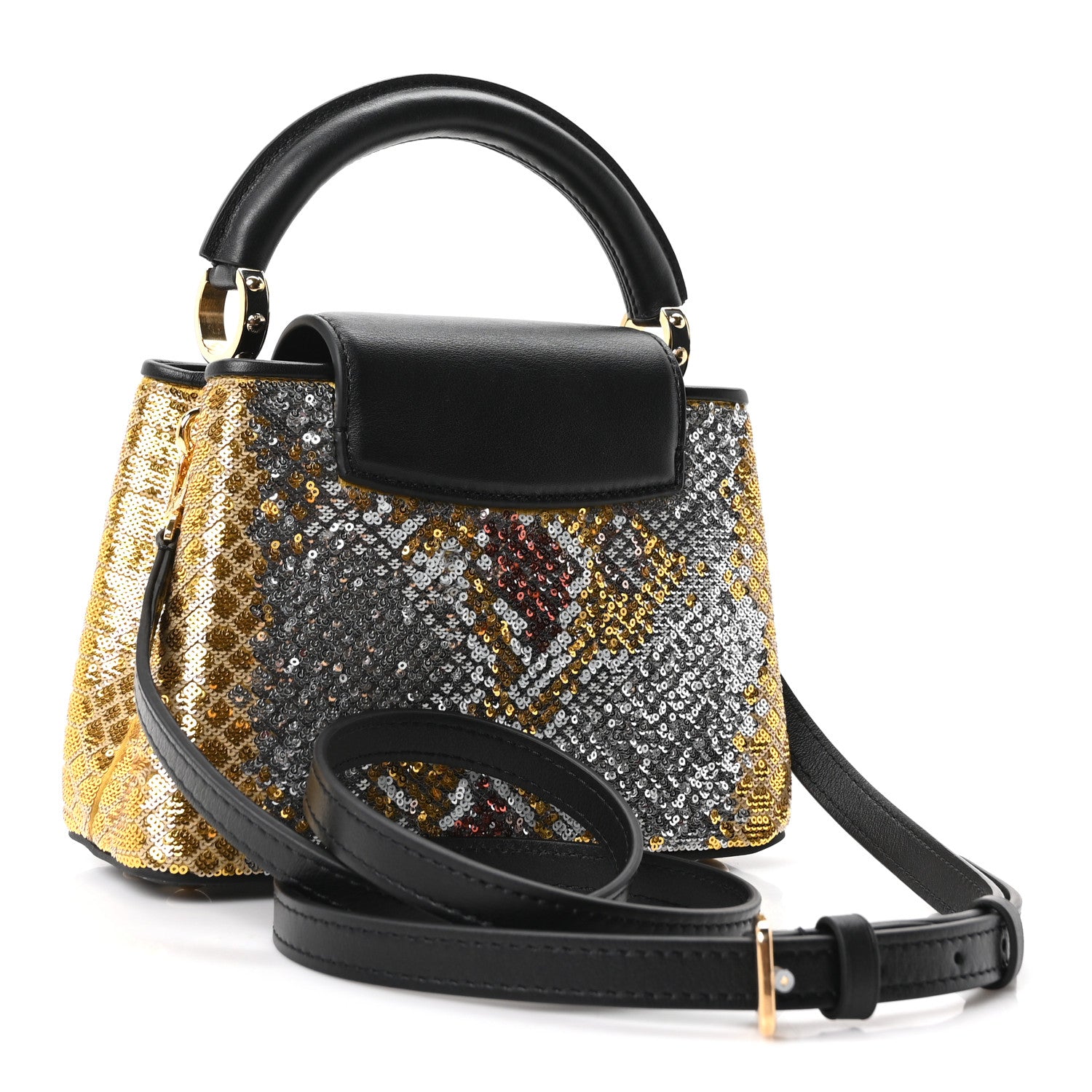 Calfskin Sequin Mini Capucines Gold Black — view 3