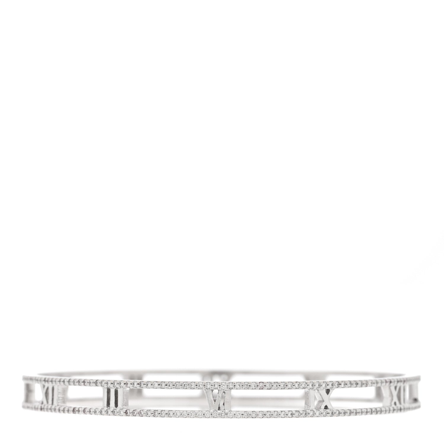 18K White Gold Diamond Atlas Open Bangle Bracelet