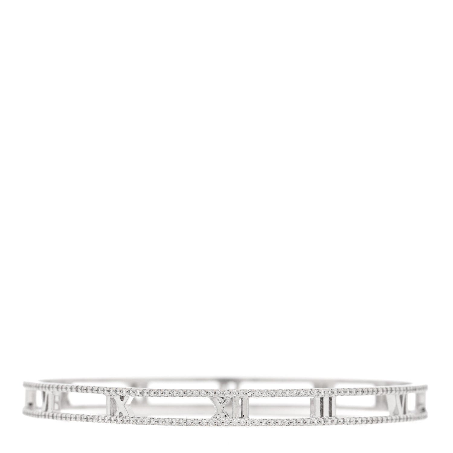 18K White Gold Diamond Atlas Open Bangle Bracelet — view 2