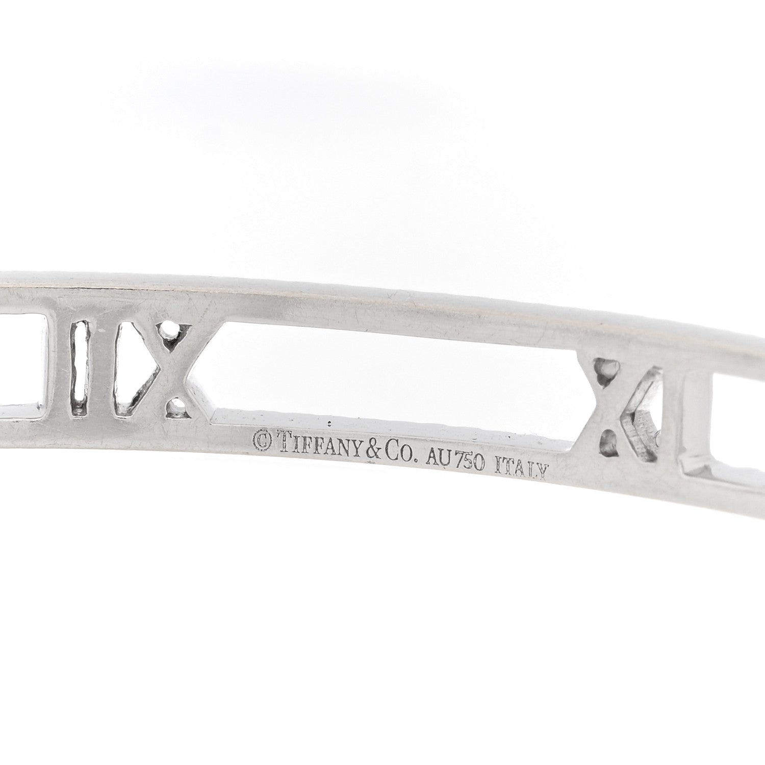 18K White Gold Diamond Atlas Open Bangle Bracelet — view 3