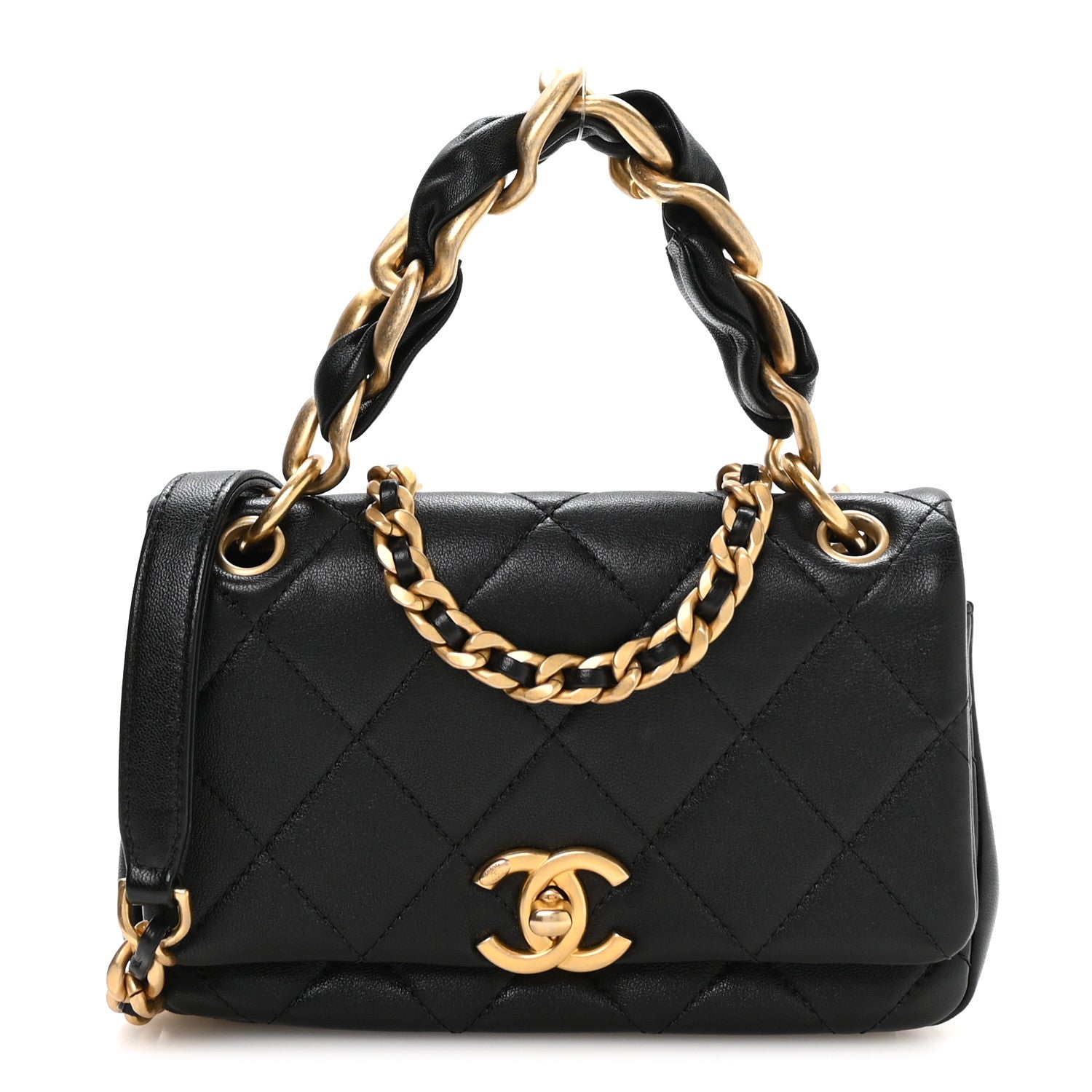Shiny Lambskin Small Chain Is More Flap Black