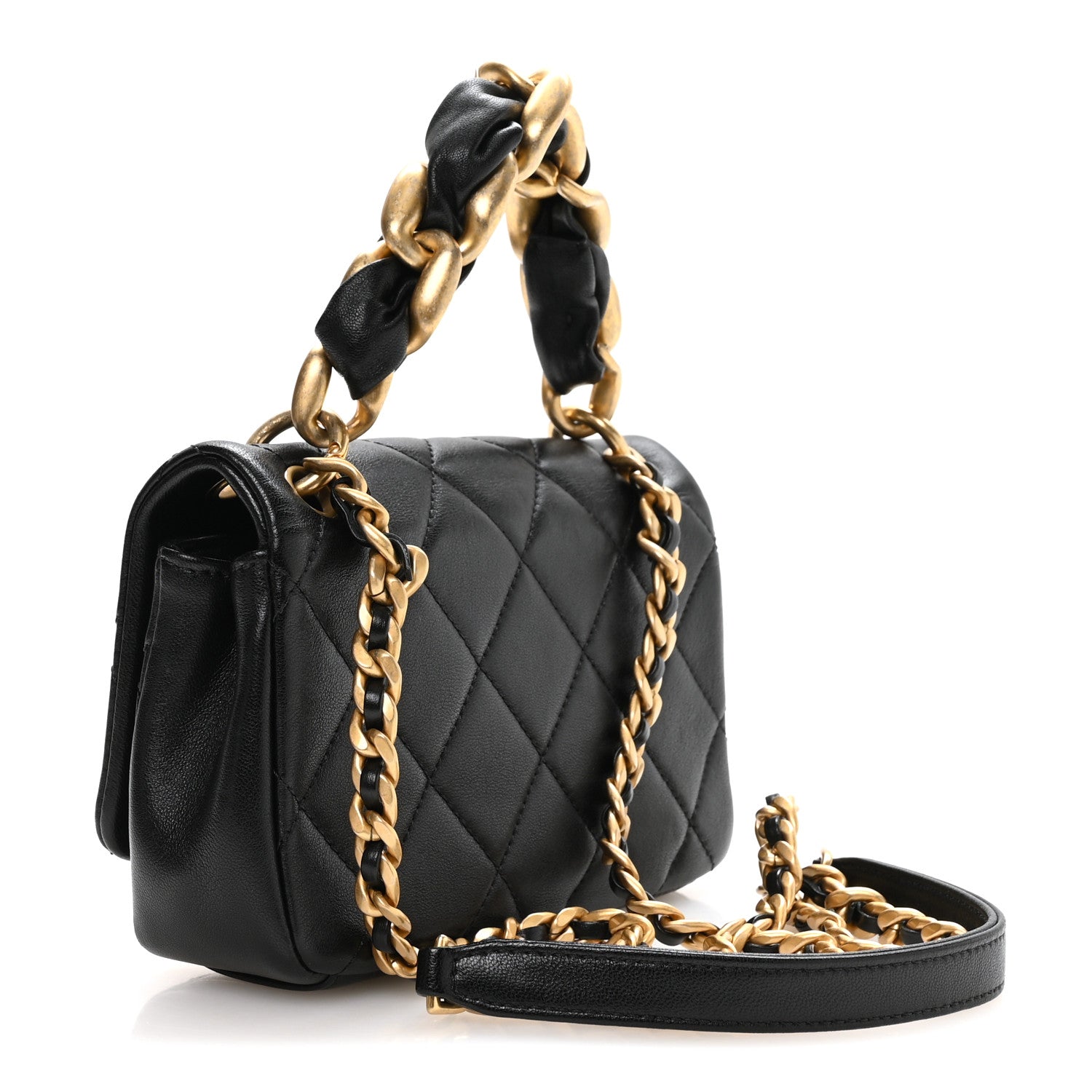 Shiny Lambskin Small Chain Is More Flap Black — view 3