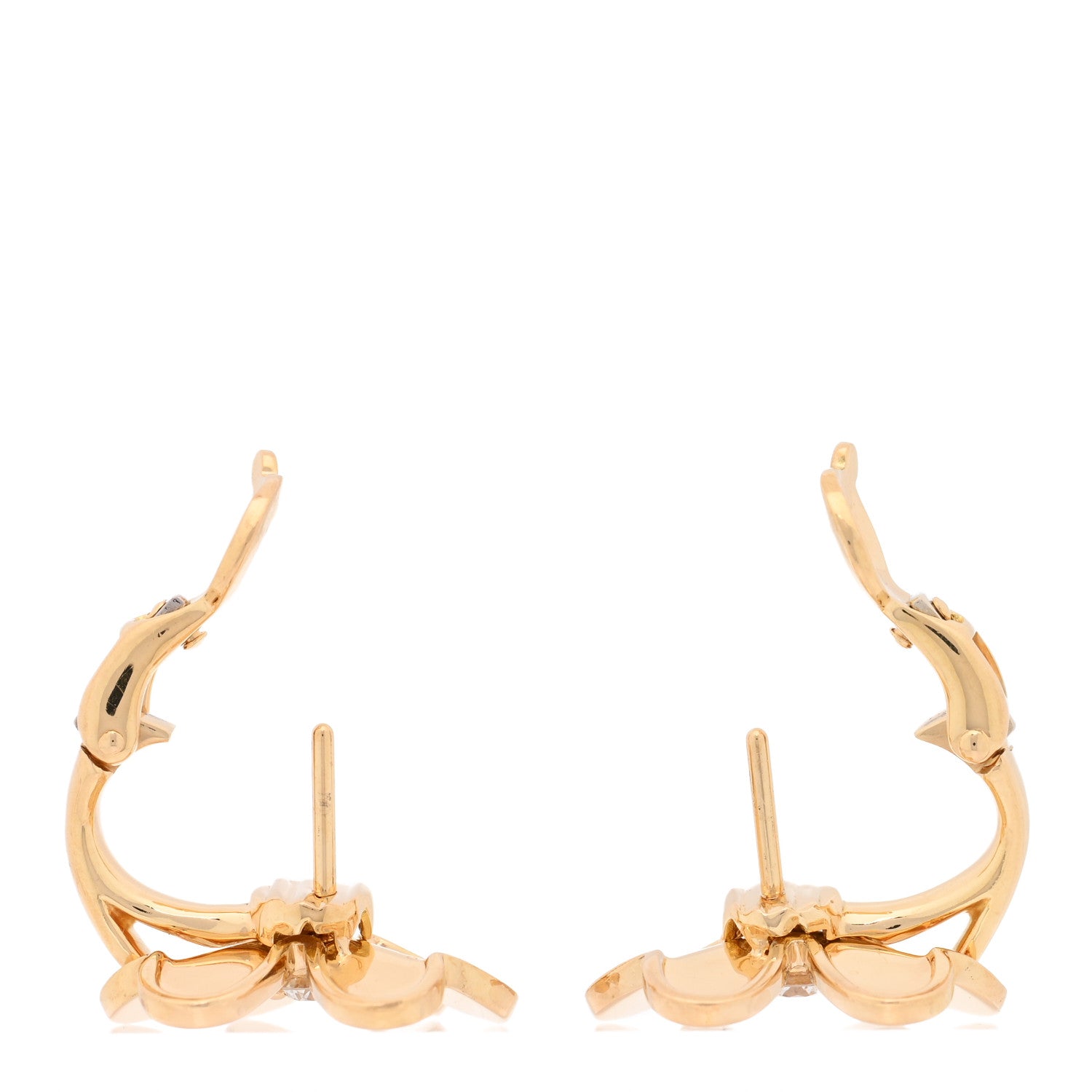 18K Yellow Gold Diamond Small Frivole Earrings — view 3