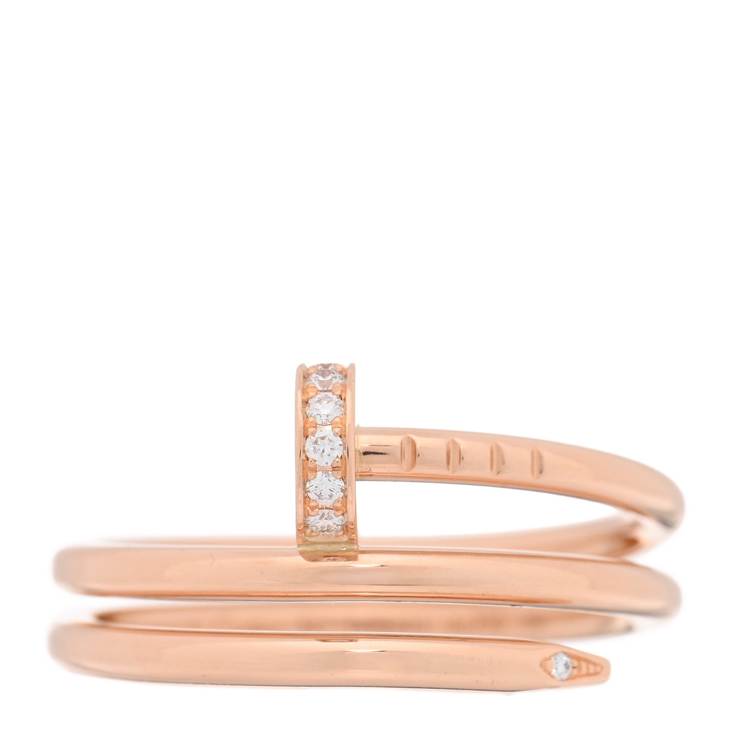 18K Pink Gold Diamond Double Juste Un Clou Ring  54 7
