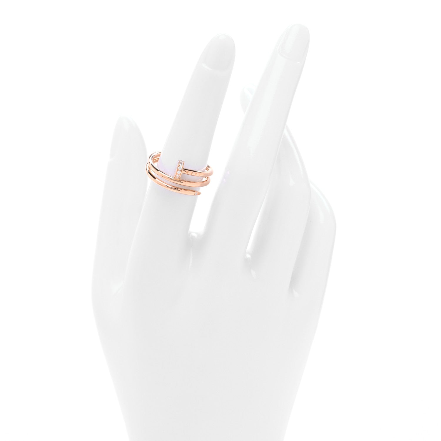 18K Pink Gold Diamond Double Juste Un Clou Ring  54 7 — view 2