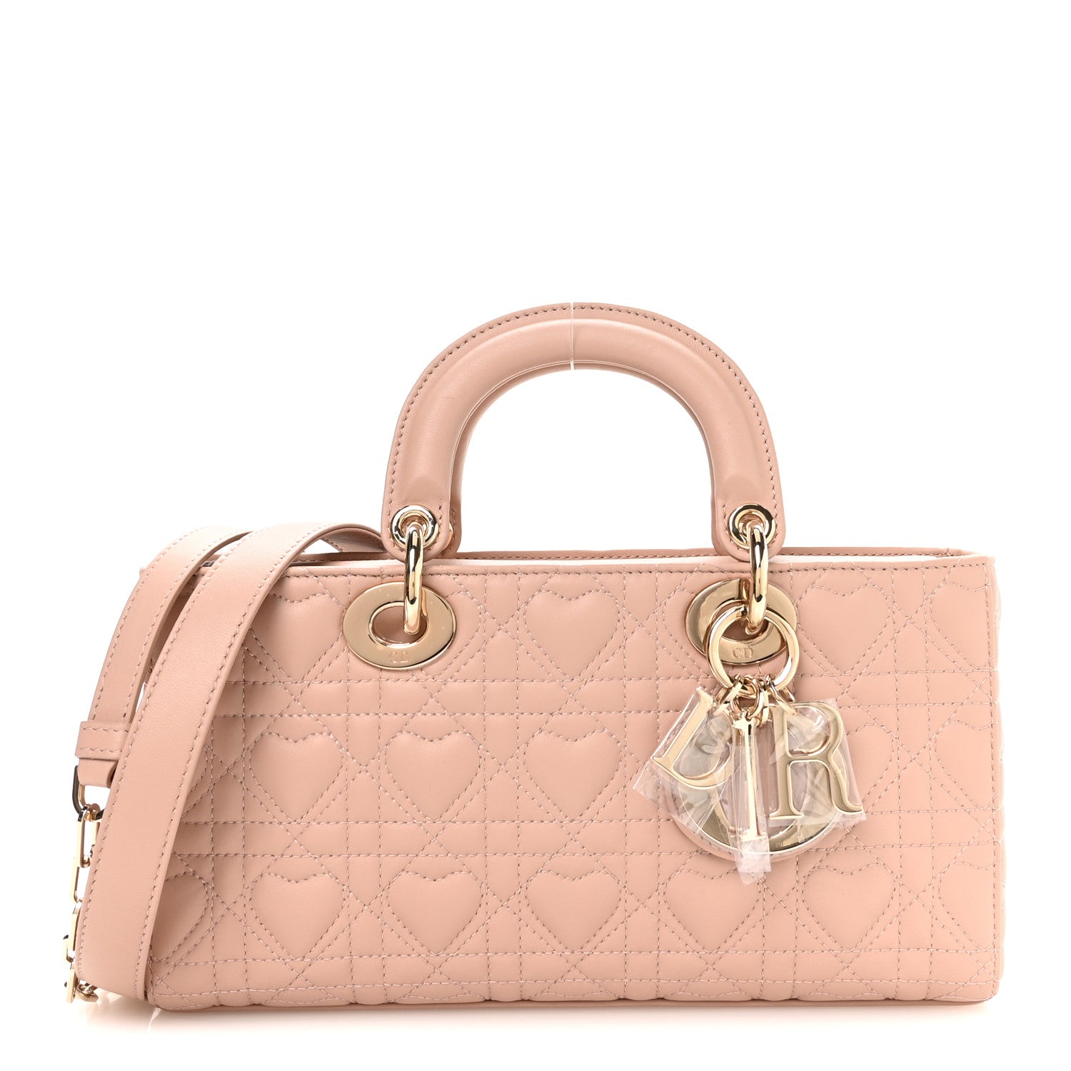 Lambskin Cannage Heart Medium Lady D-Joy Rose Des Vents