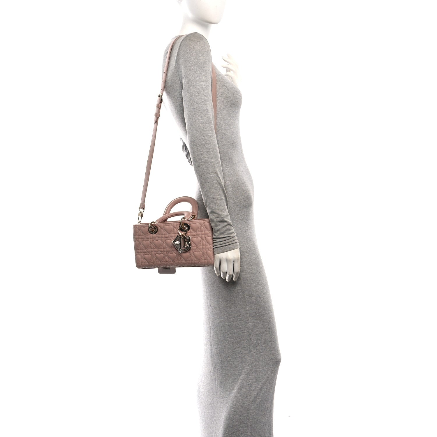 Lambskin Cannage Heart Medium Lady D-Joy Rose Des Vents — view 2