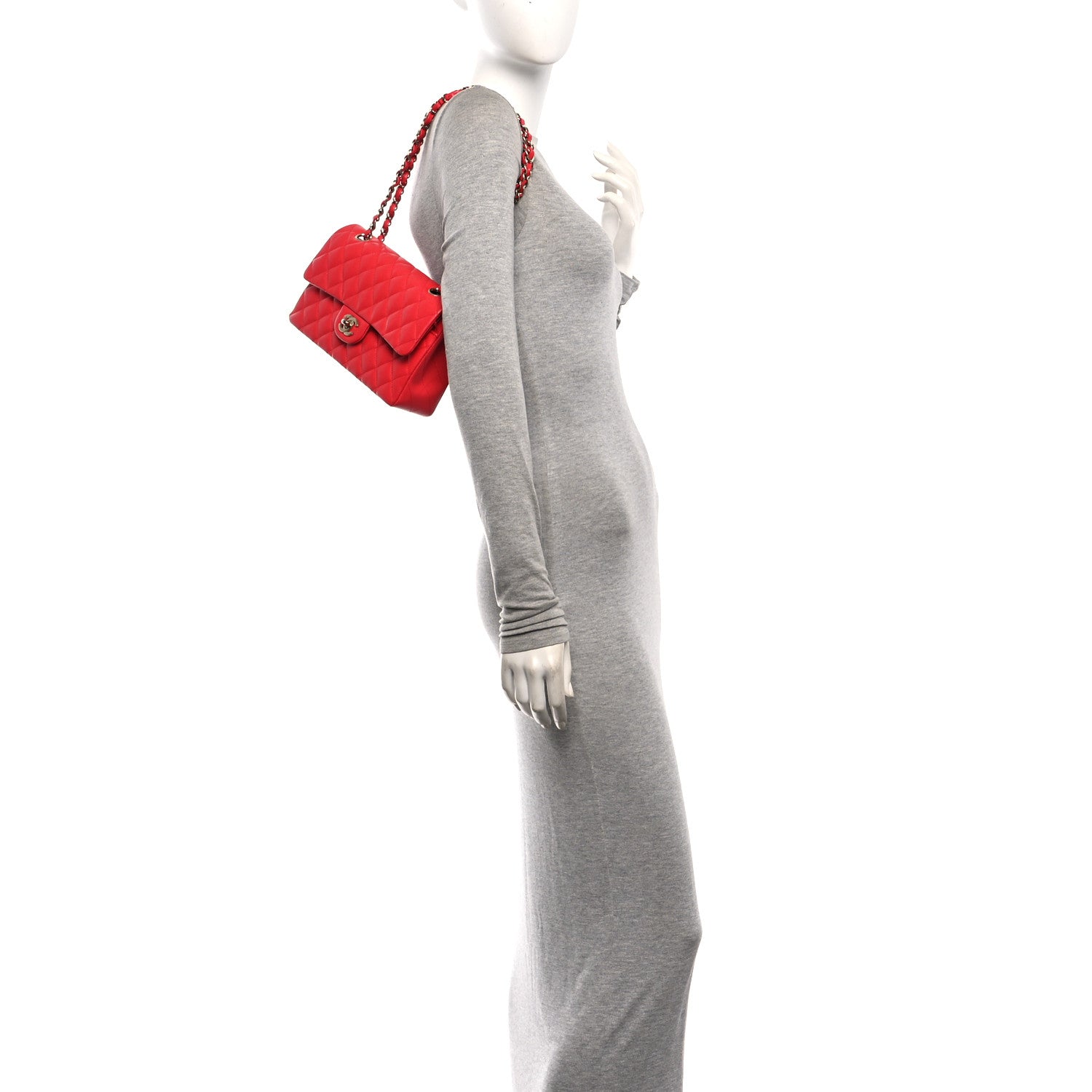 Caviar Quilted Small Double Flap Red — view 2