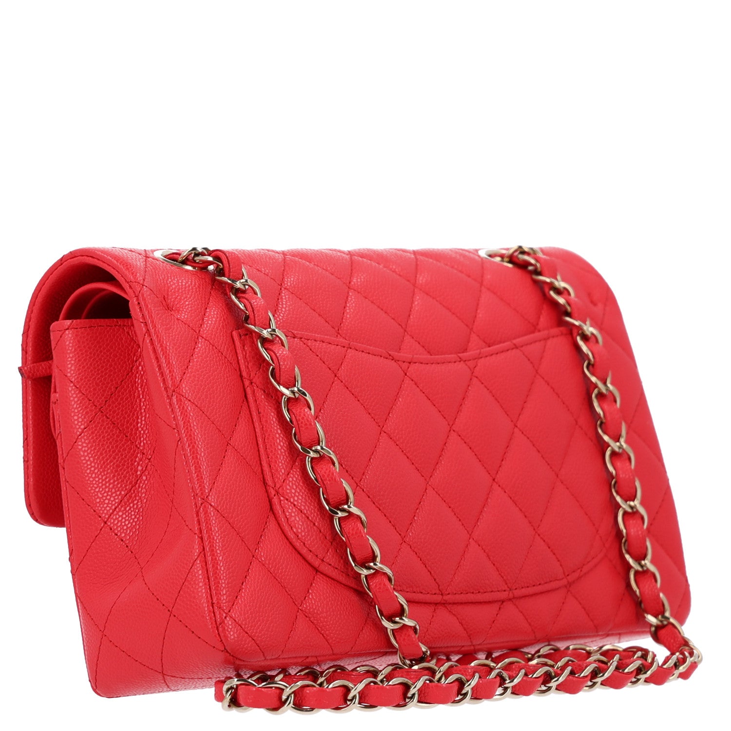Caviar Quilted Small Double Flap Red — view 3