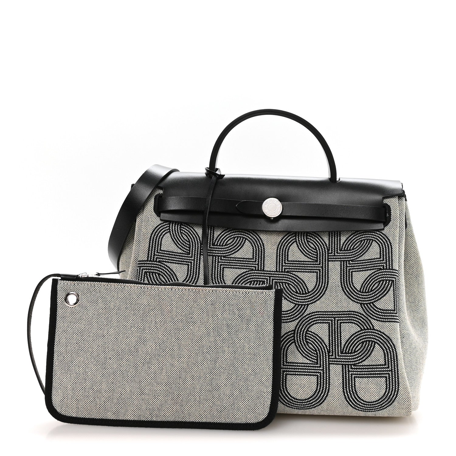 Vache Hunter Toile Chaine D'Ancre Herbag Zip Retourne 31 PM Ecru Black — view 2
