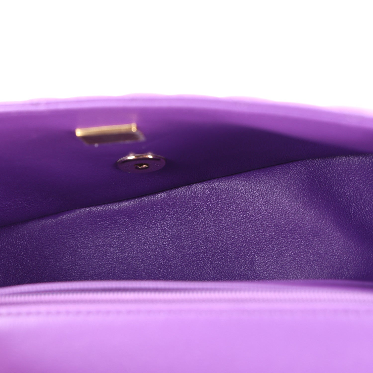 Lambskin Quilted Mini Top Handle Rectangular Flap Dark Purple — view 5