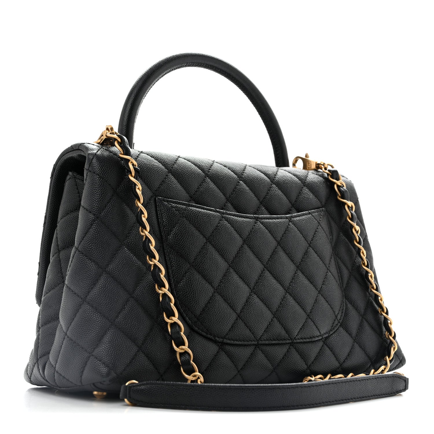 Caviar Quilted Small Coco Handle Flap Black — view 3