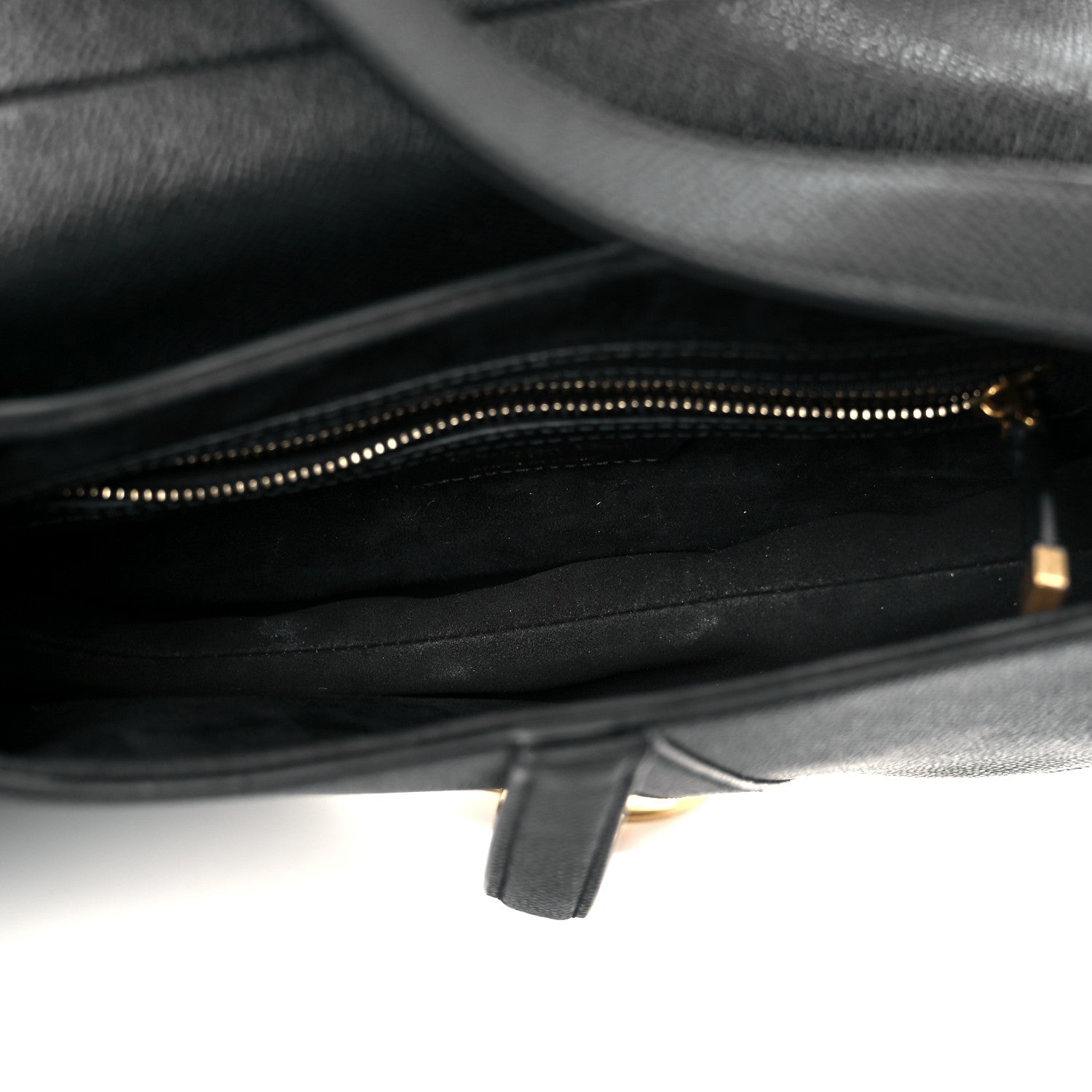 Grained Calfskin Saddle Bag With Strap Black — view 5